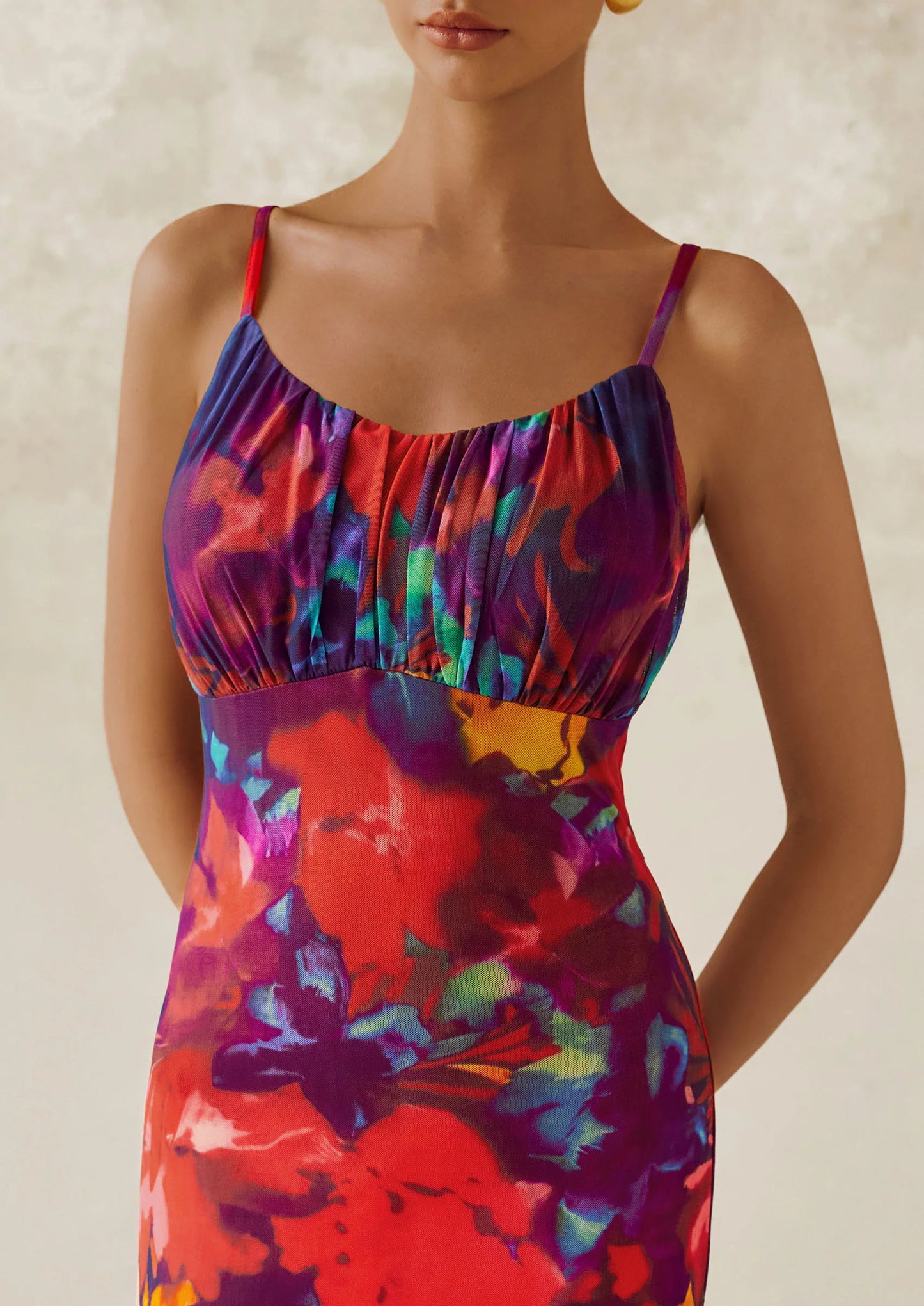 Women's Bodycon Maxi Dress Floral Sundress Sleeveless Spaghetti Strap Cocktail Party Dress