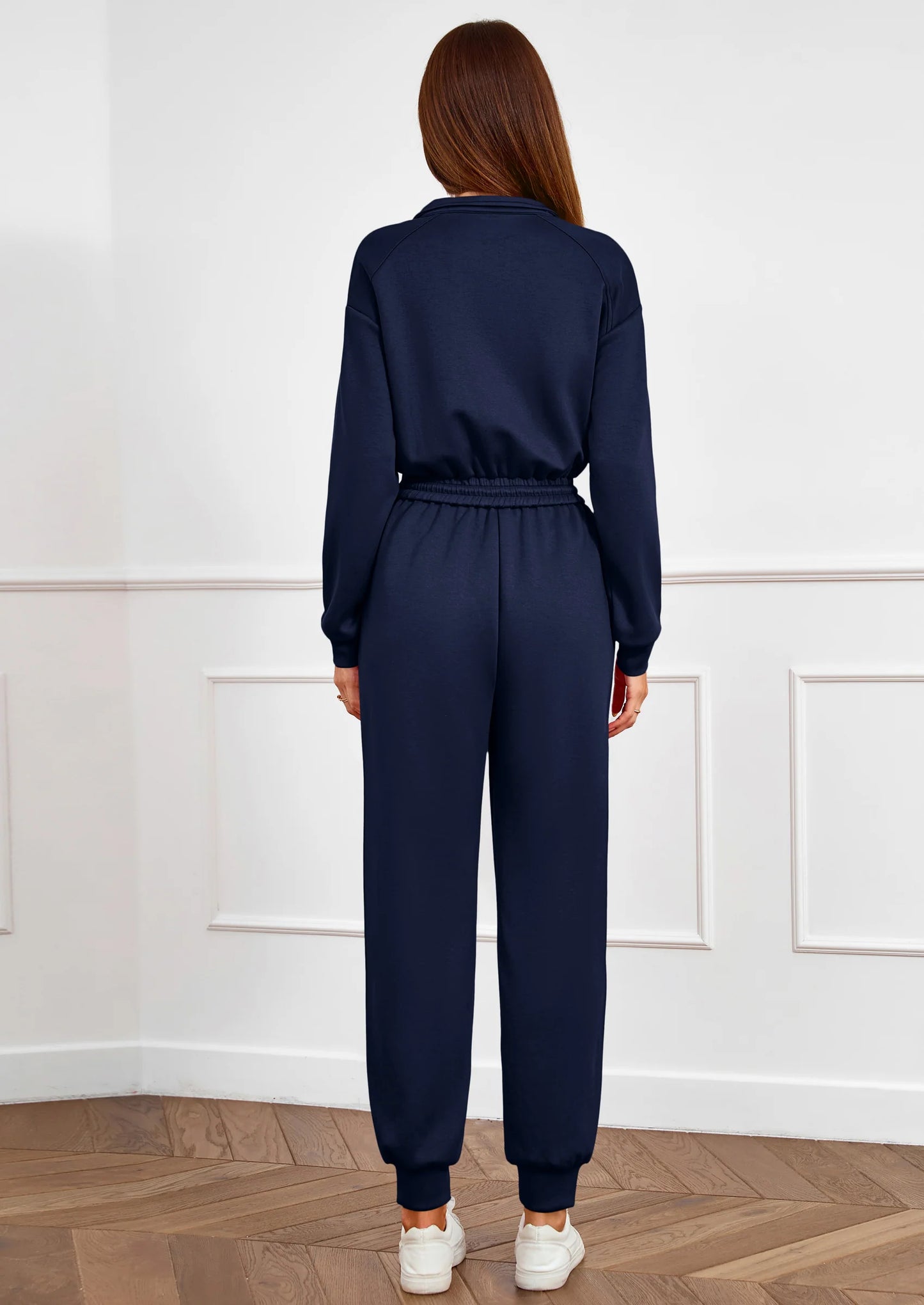 Long Sleeve Jumpsuits for Women Casual  Fall Fashion Zip Up Pant Rompers One Piece Sweatsuits Travel Outfits