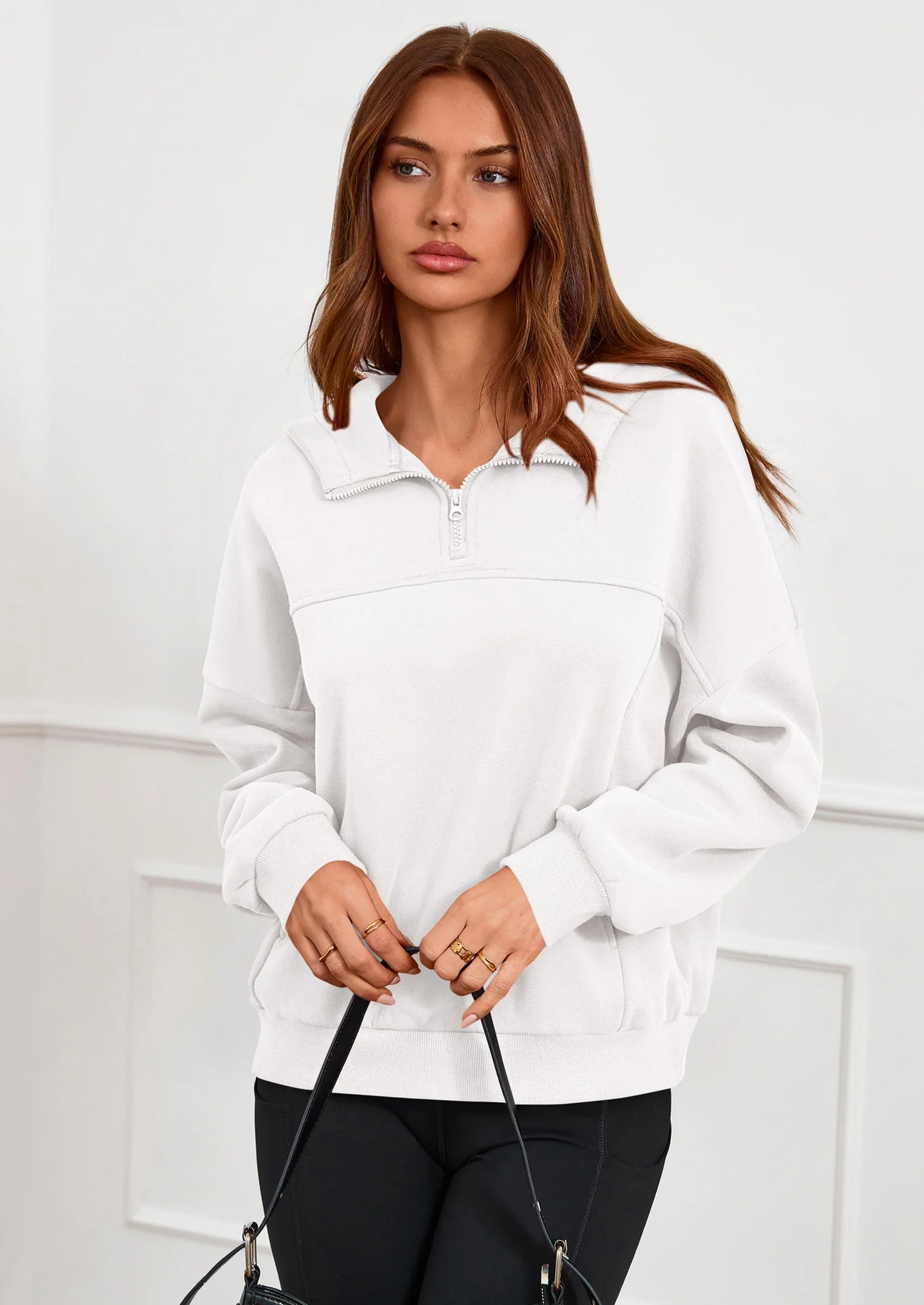 Womens Hoodies Cropped Fleece Sweatshirts Fall Fashion Quarter Zip Pullover Long Sleeve Tops Winter Clothes