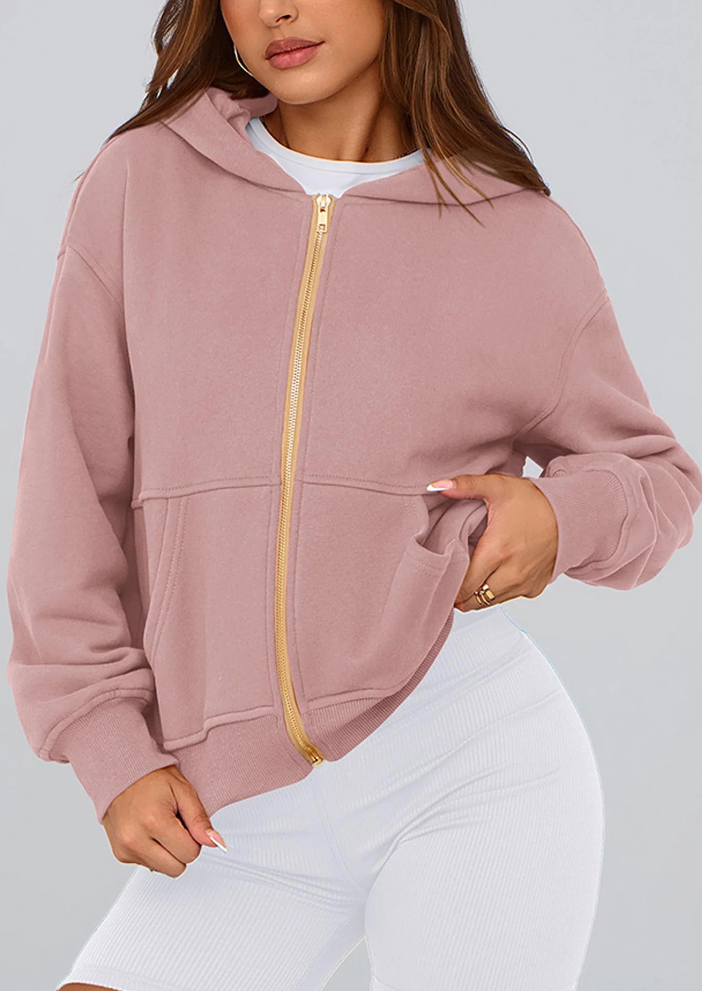 Hoodies For Women Sweatshirt Zip Up Hoodie Fall Fashion Trendy Long Sleeve Jackets Winter Clothing Outfits