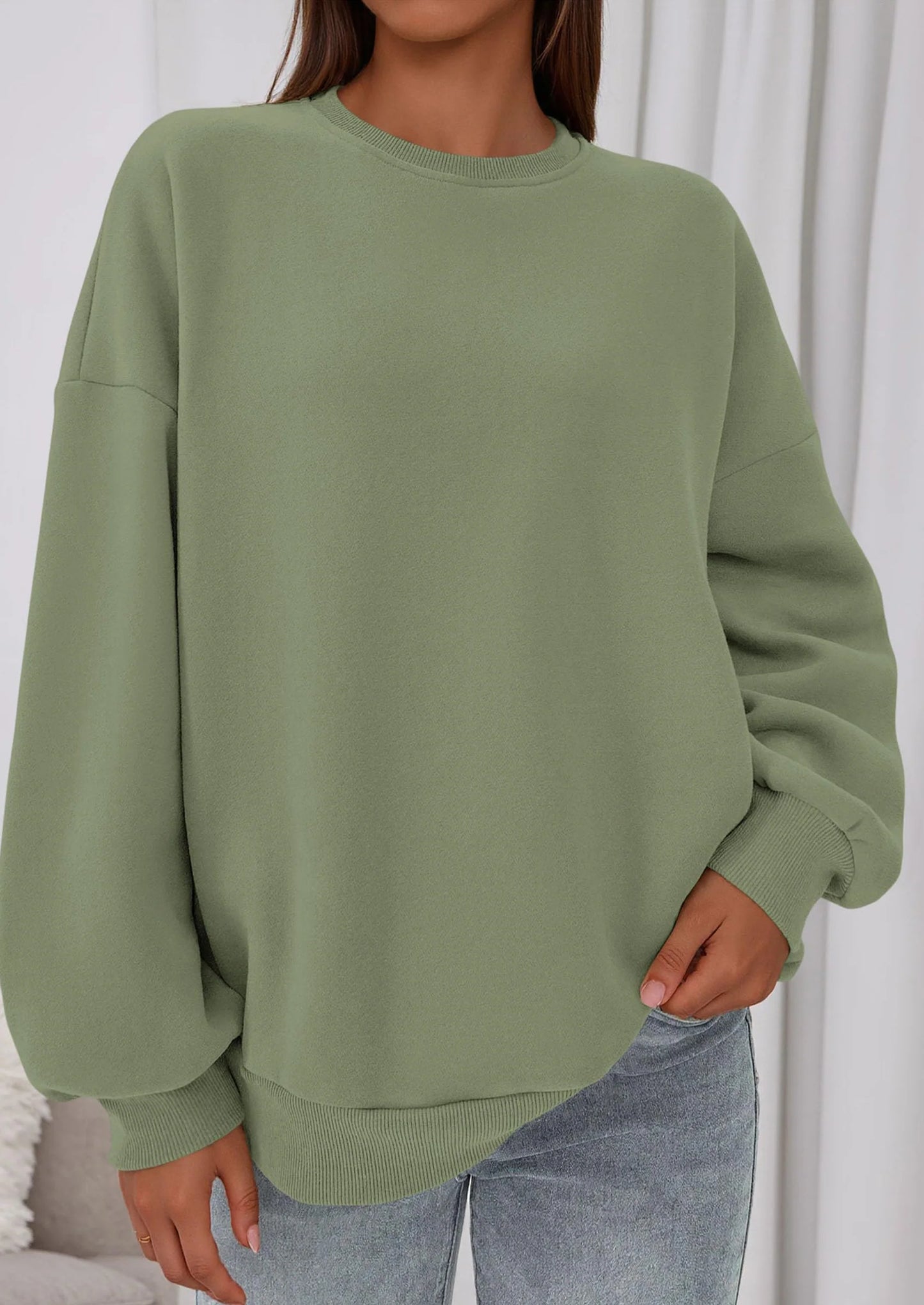 Sweatshirts for Women Oversized Crewneck Fleece Pullover Long Sleeve Tops Comfy Fall Winter Fashion Outfits
