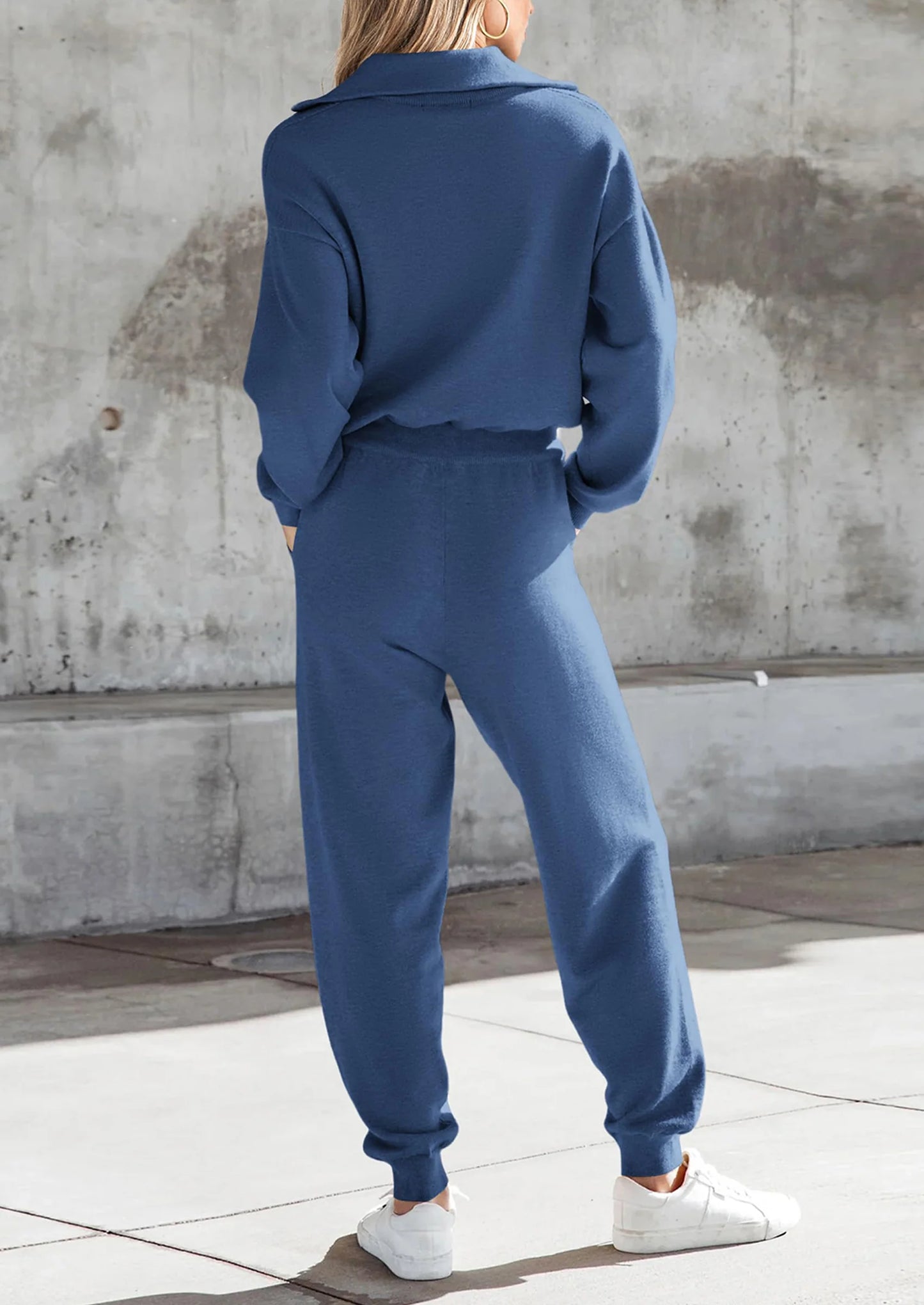Women's 2 Piece Sweater Set Pullover Zip Up Sweatshirt Jogger Sweatpants Tracksuit Casual Outfit