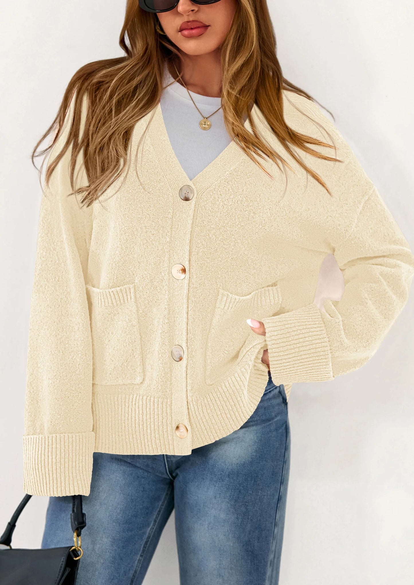 Women's Oversized Cardigan Sweaters Trendy Chunky Knit Long Sleeve V Neck Button Down Fall Winter Outfits