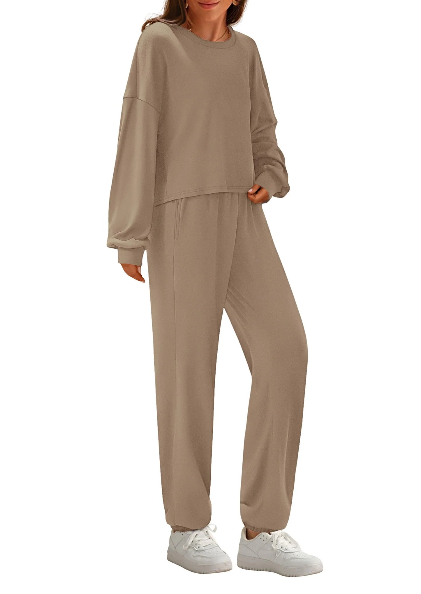 Women's Two Piece Outfits Lounge Sets Long Sleeve Pullover Tops Sweatpants Fall Fashion Matching Clothing
