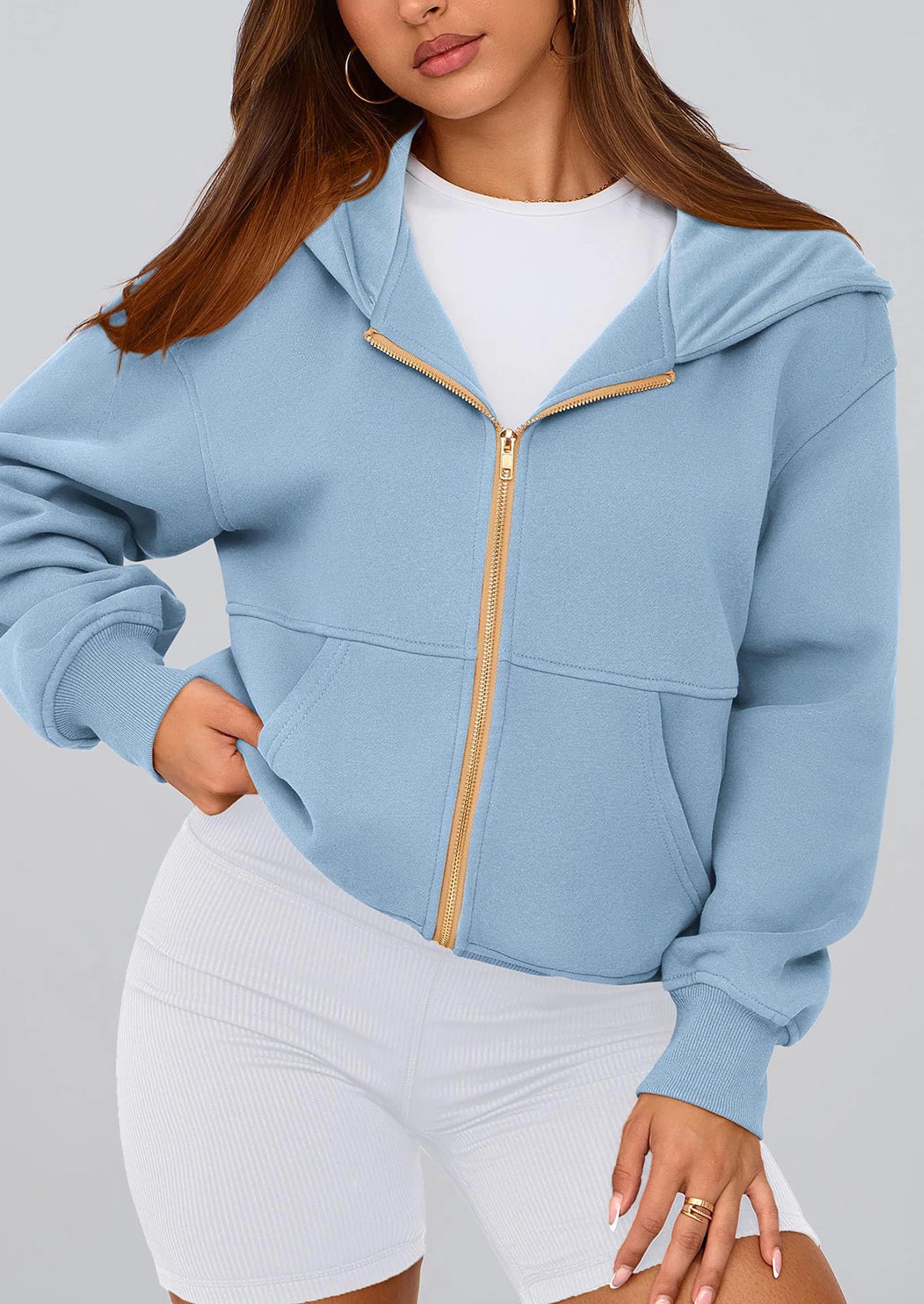 Hoodies For Women Sweatshirt Zip Up Hoodie Fall Fashion Trendy Long Sleeve Jackets Winter Clothing Outfits