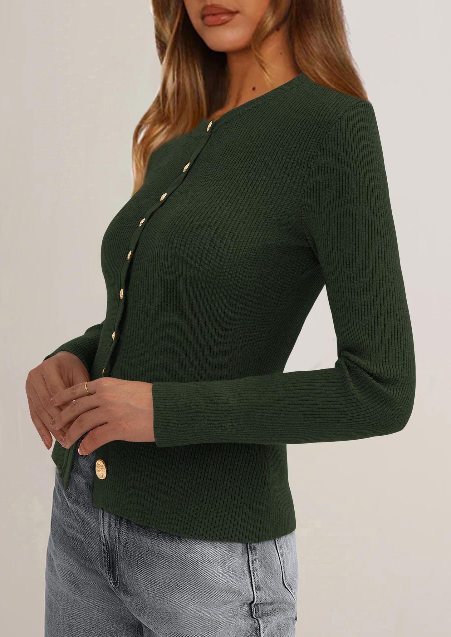 Womens Fall Cardigan Sweaters Lightweight Long Sleeve Button up Ribbed Knit Tops Winter Fashion Clothes
