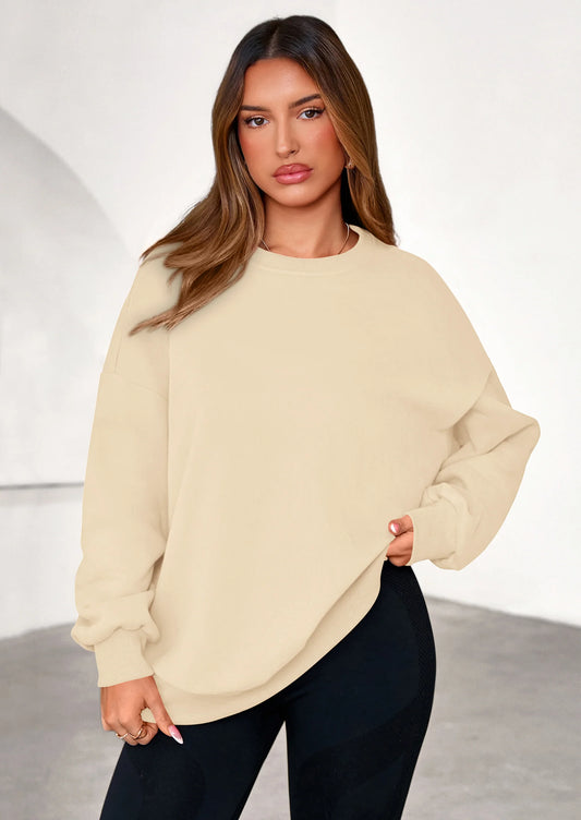 Sweatshirts for Women Oversized Crewneck Fleece Pullover Long Sleeve Tops Comfy Fall Winter Fashion Outfits