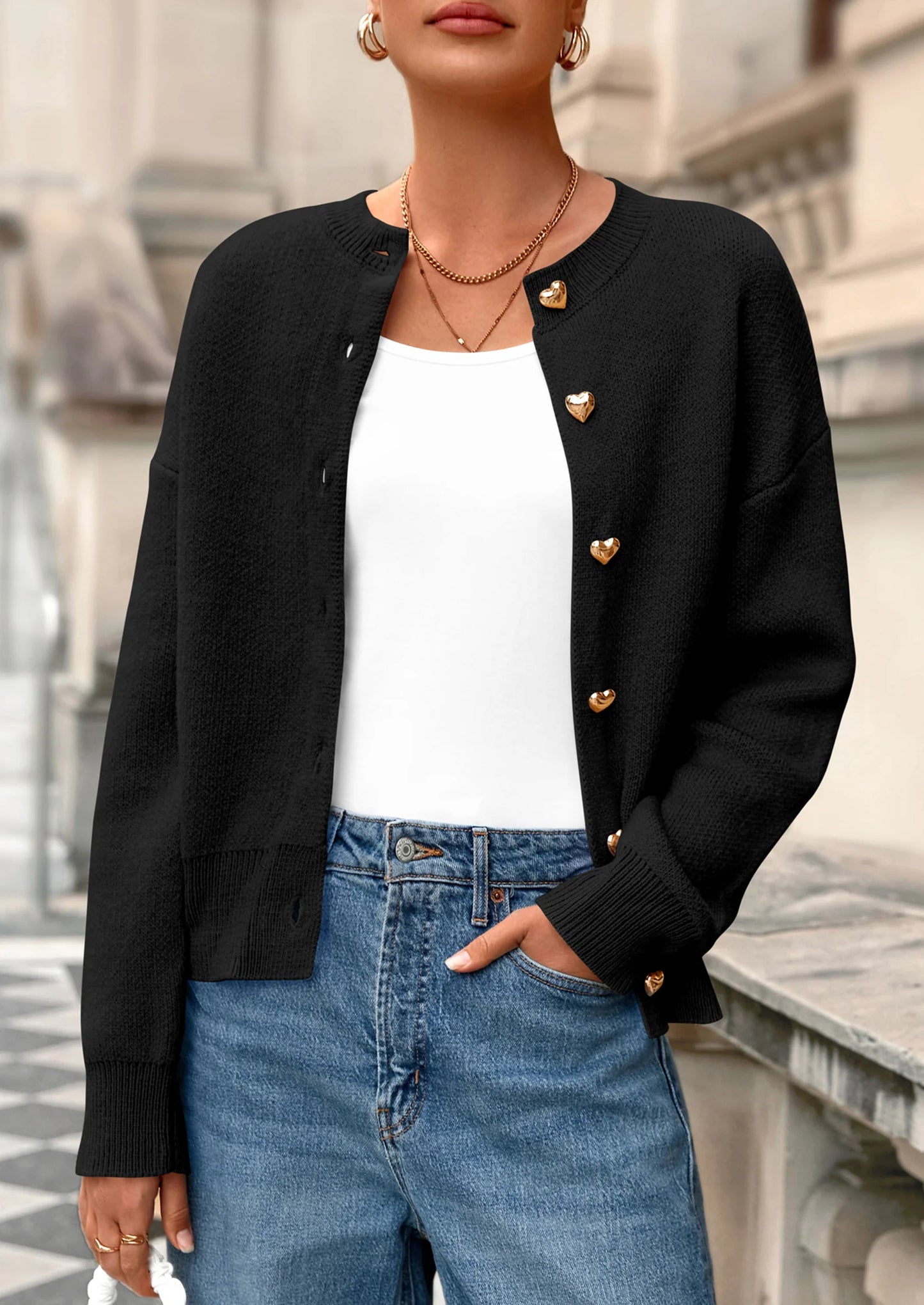 Cardigan Sweaters for Women Trendy Long Sleeve Open Front Button Down Jacket Fall Clothes Winter Coats