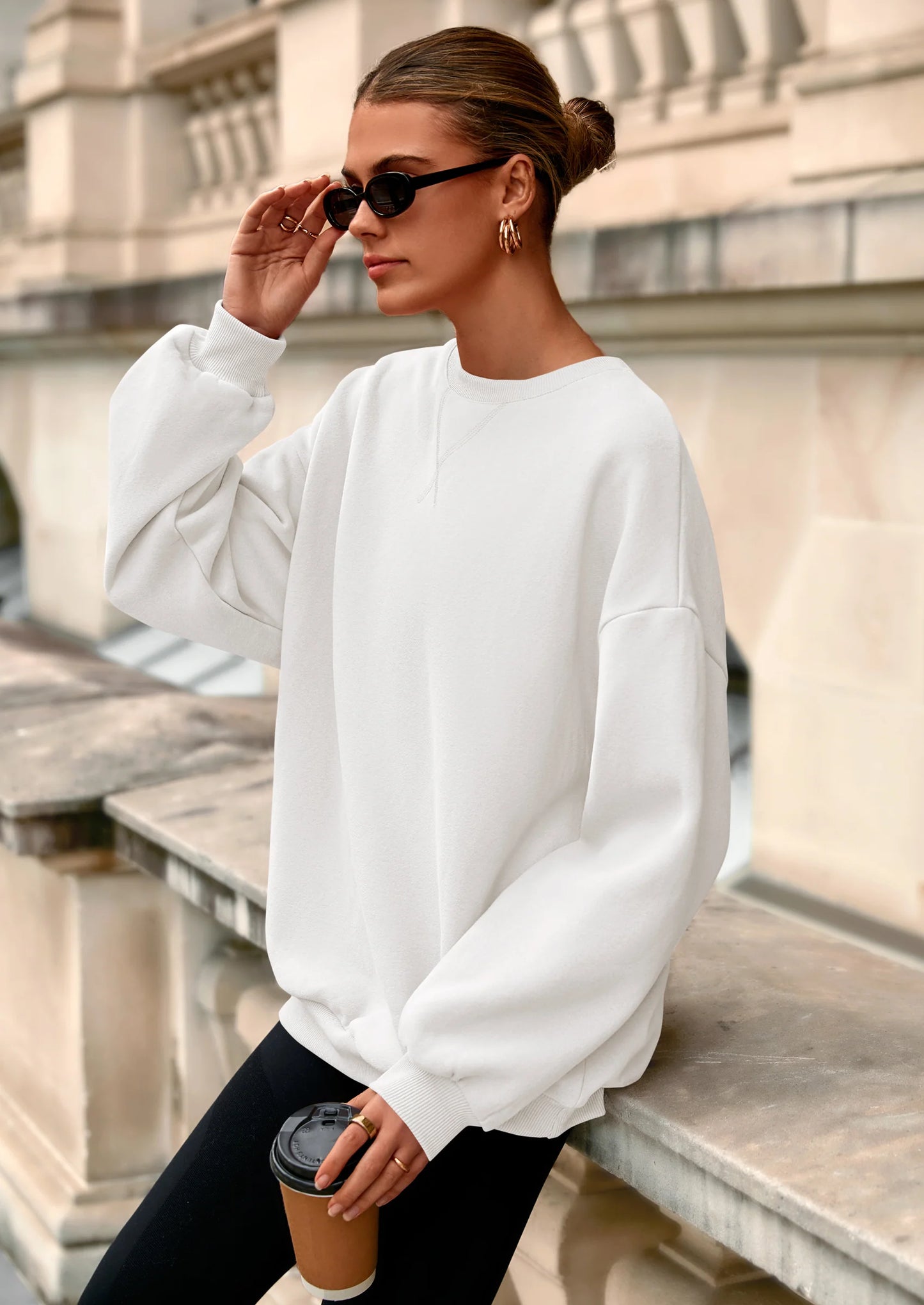 Oversized Sweatshirt for Women Fall Outfits Crewneck Long Sleeve Tops Fleece Pullover Winter Clothing
