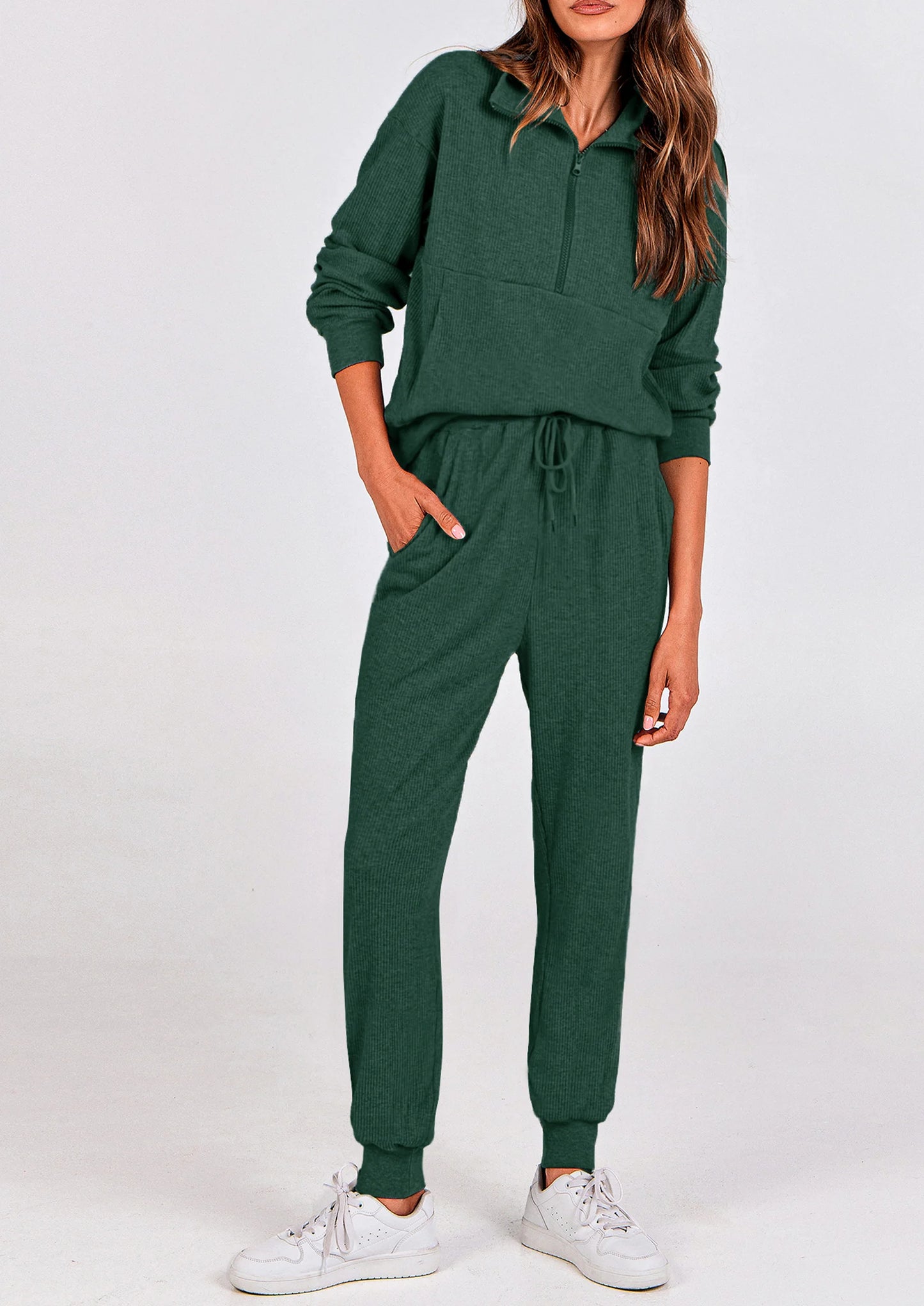 Women's Fall 2 Piece Lounge Sets Zip Up Sweatshirt Jogger Pants Sweat Track Suits Travel Outfit Winter Clothing