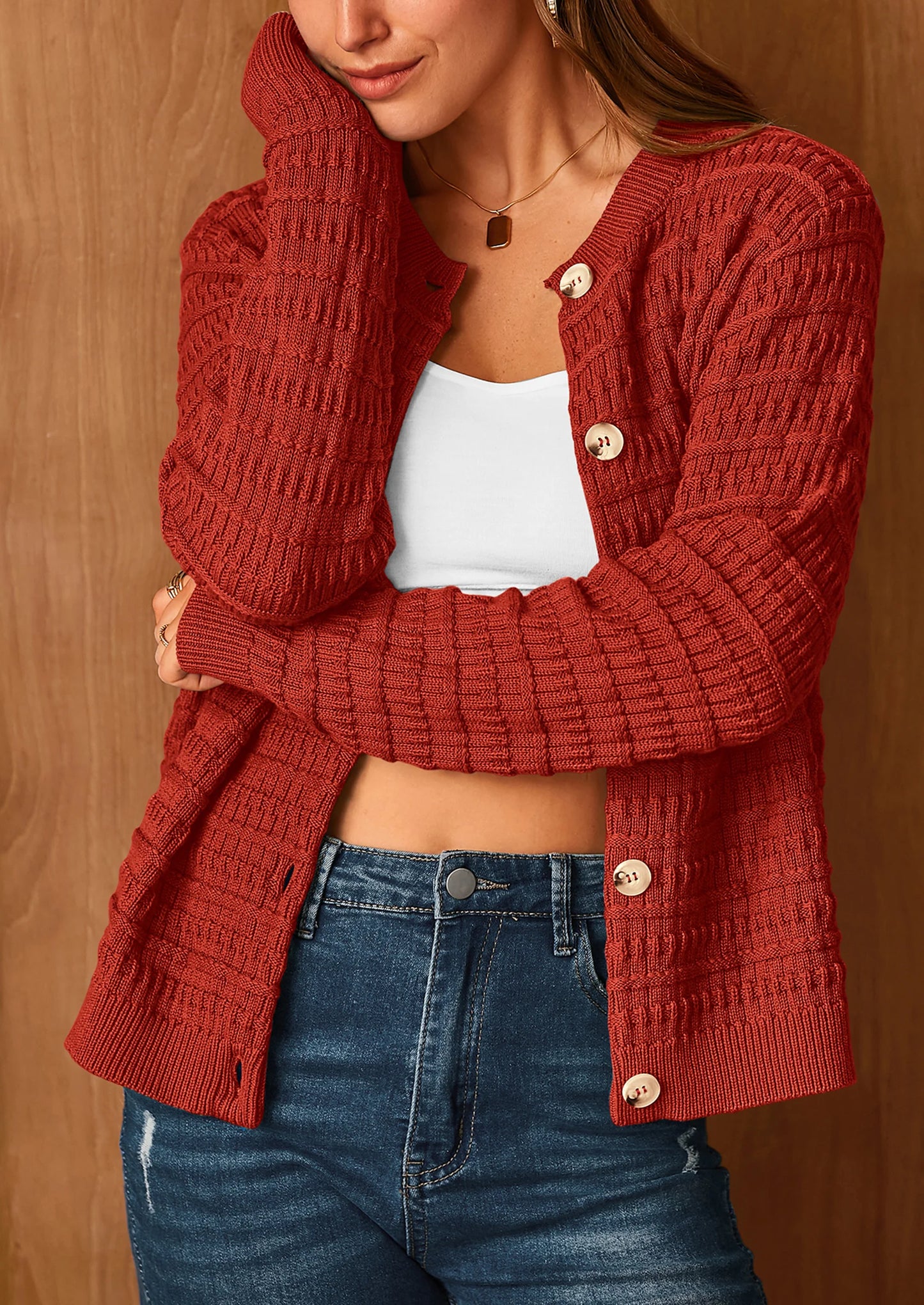 Women's Knit Cardigan Sweaters Casual Long Sleeve Open Front Button Down Trendy Jackets Outerwear