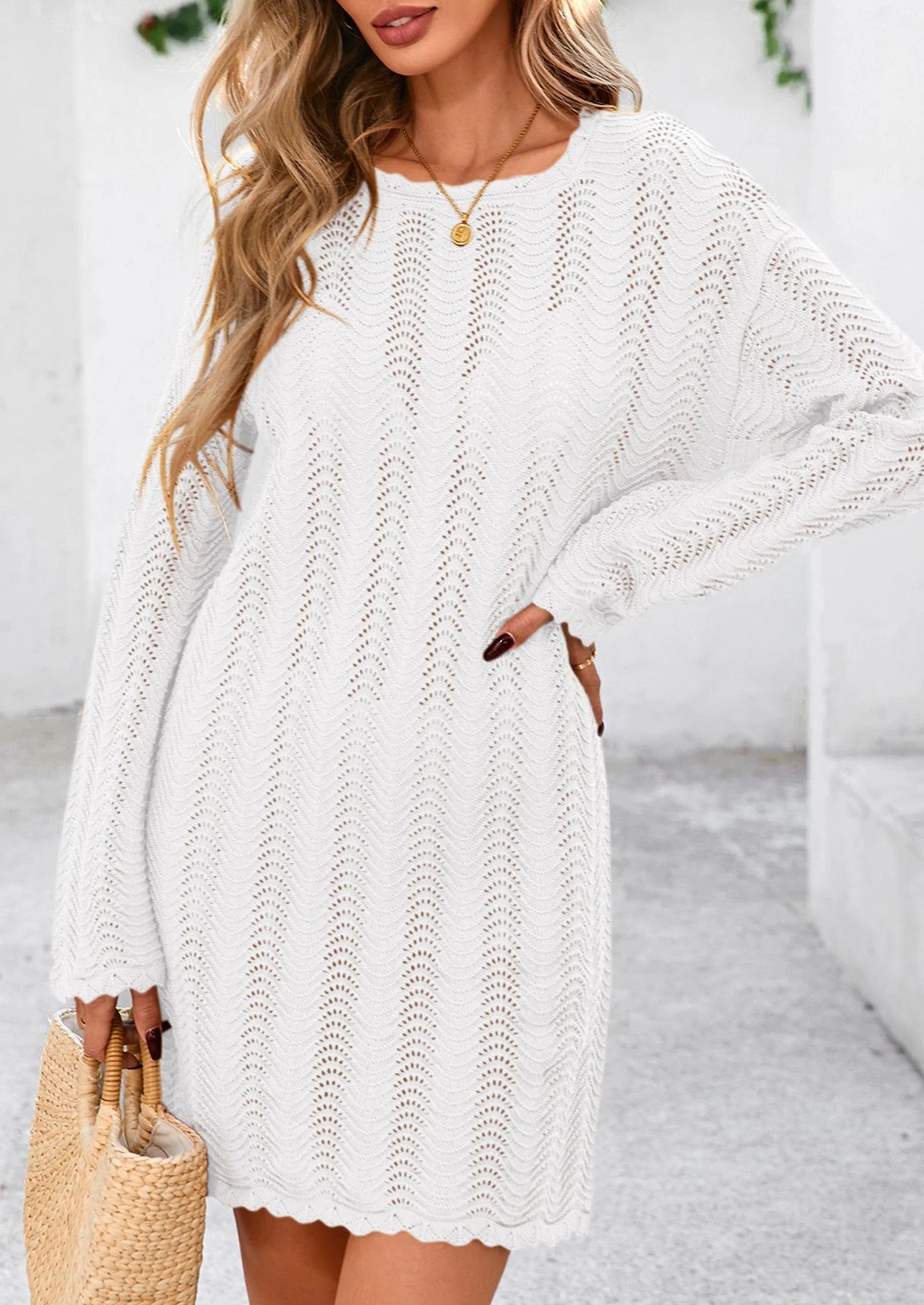 Women's Swimsuit Cover Up Summer Bathing Suit Swimwear Crochet Knit Dress Fashion Beach Vacation Clothes
