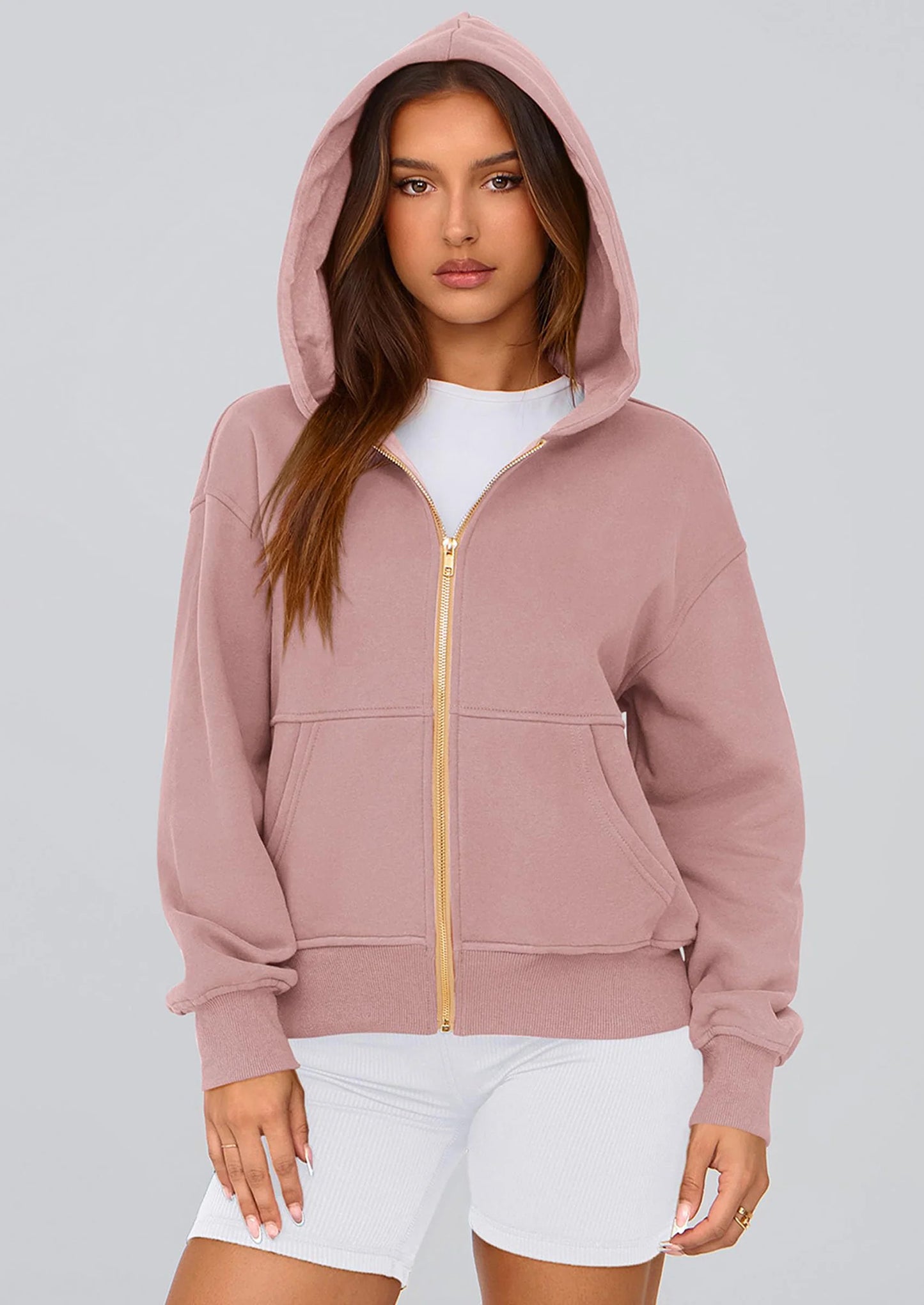 Hoodies For Women Sweatshirt Zip Up Hoodie Fall Fashion Trendy Long Sleeve Jackets Winter Clothing Outfits