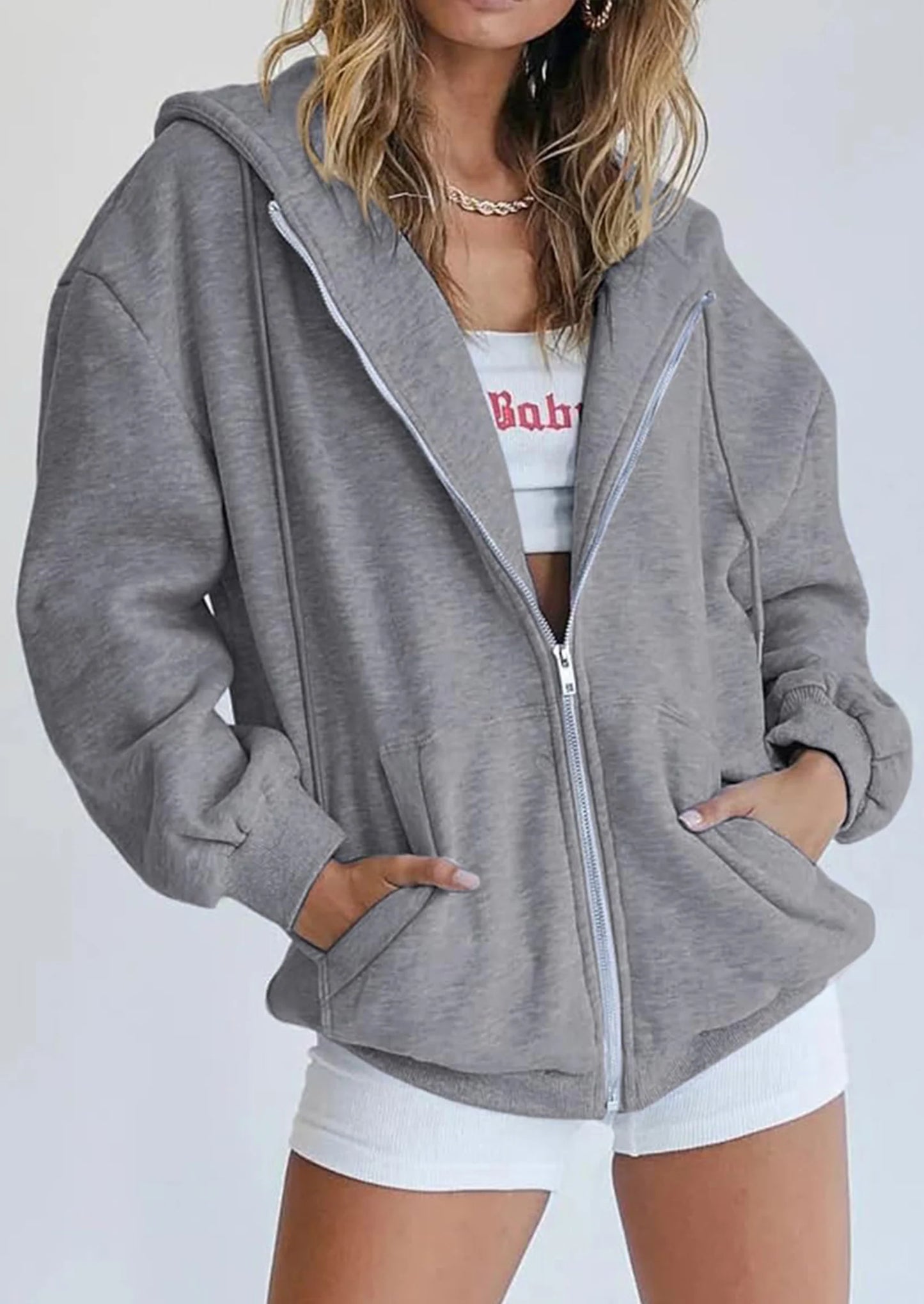 Women's Zip Up Y2K Hoodies Casual Long Sleeve Sweatshirts Fall Spring Track Jackets with Pockets
