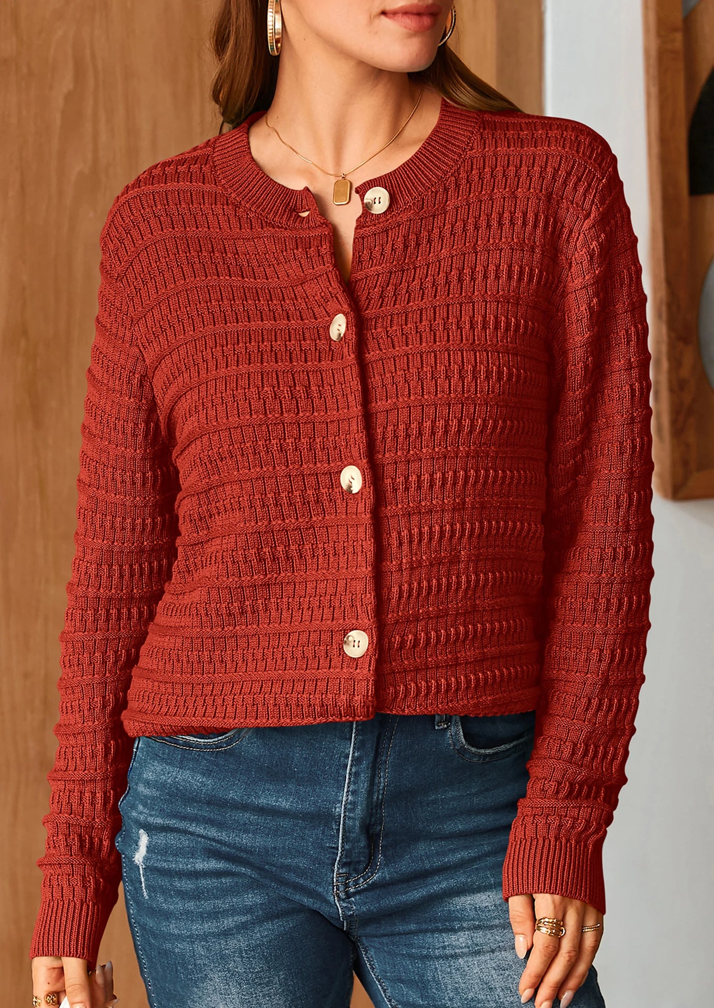 Women's Knit Cardigan Sweaters Casual Long Sleeve Open Front Button Down Trendy Jackets Outerwear