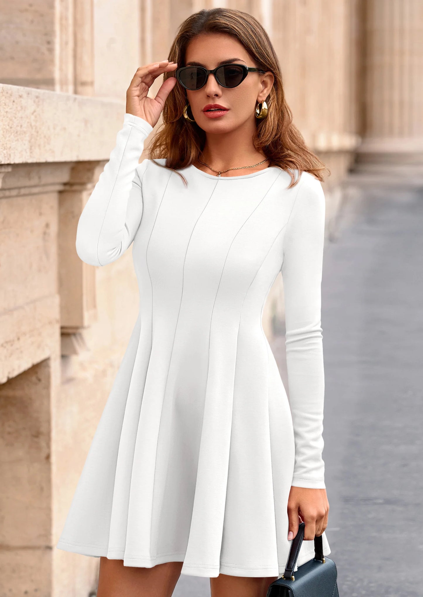 Fall Cocktail Dresses for Women Elegant Classy Wedding Guest Long Sleeve Homecoming Party A Line Mini Dress