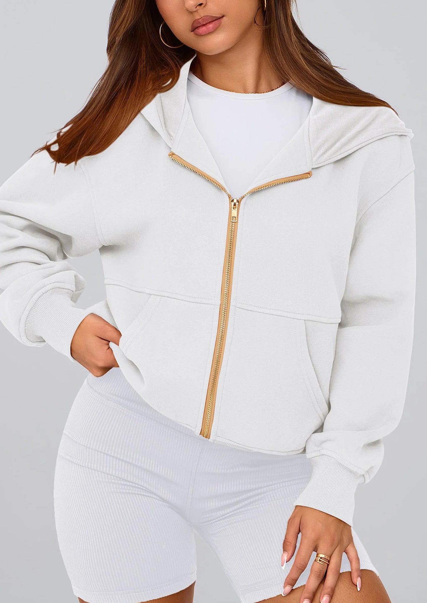 Hoodies For Women Sweatshirt Zip Up Hoodie Fall Fashion Trendy Long Sleeve Jackets Winter Clothing Outfits