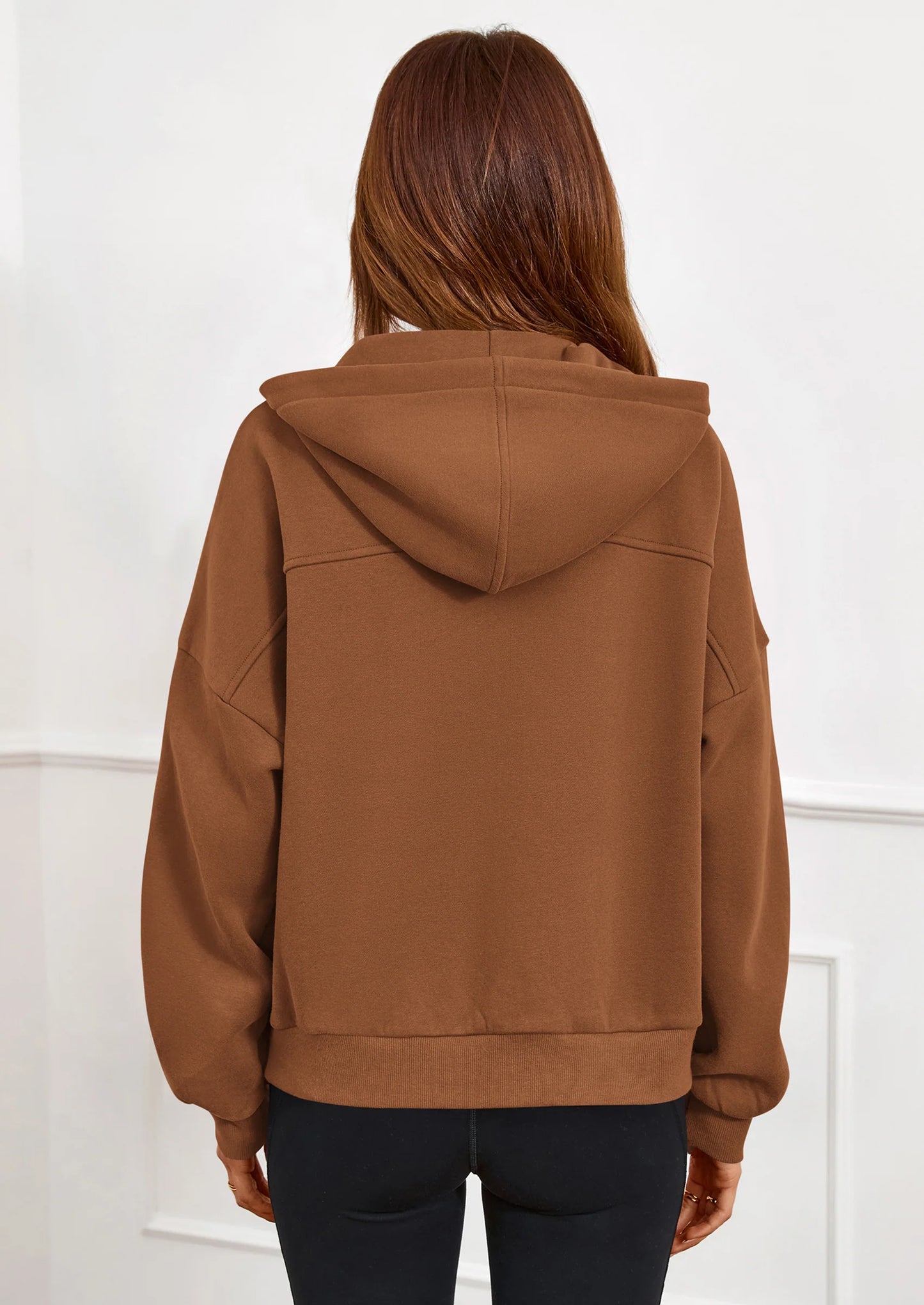 Womens Hoodies Cropped Fleece Sweatshirts Fall Fashion Quarter Zip Pullover Long Sleeve Tops Winter Clothes