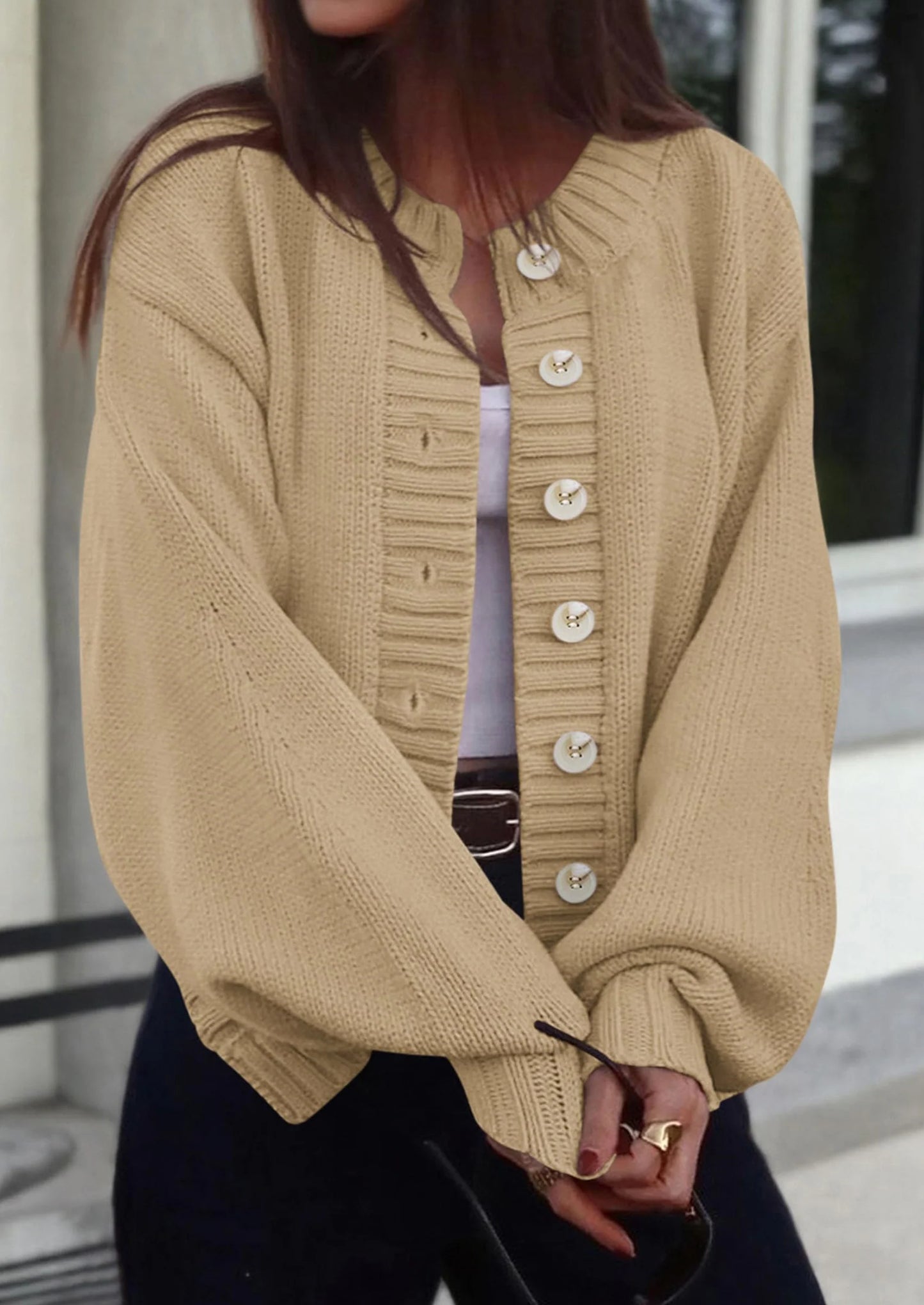 Women's Winter Cardigan Sweaters Trendy Chunky Knit Long Sleeve Button Up Casual Warm Fall Jackets Coats