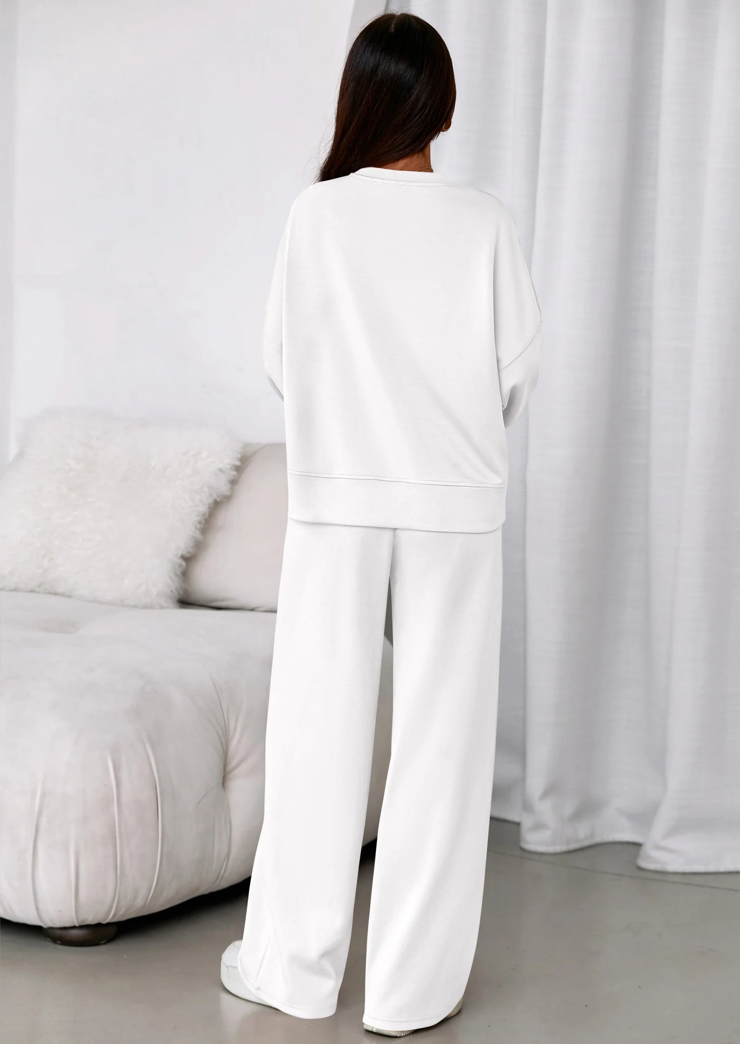 2 Piece Sets For Women Fall Trendy Long Sleeve Sweatshirt Wide Leg Pants Loungewear Set Matching Sweatsuit