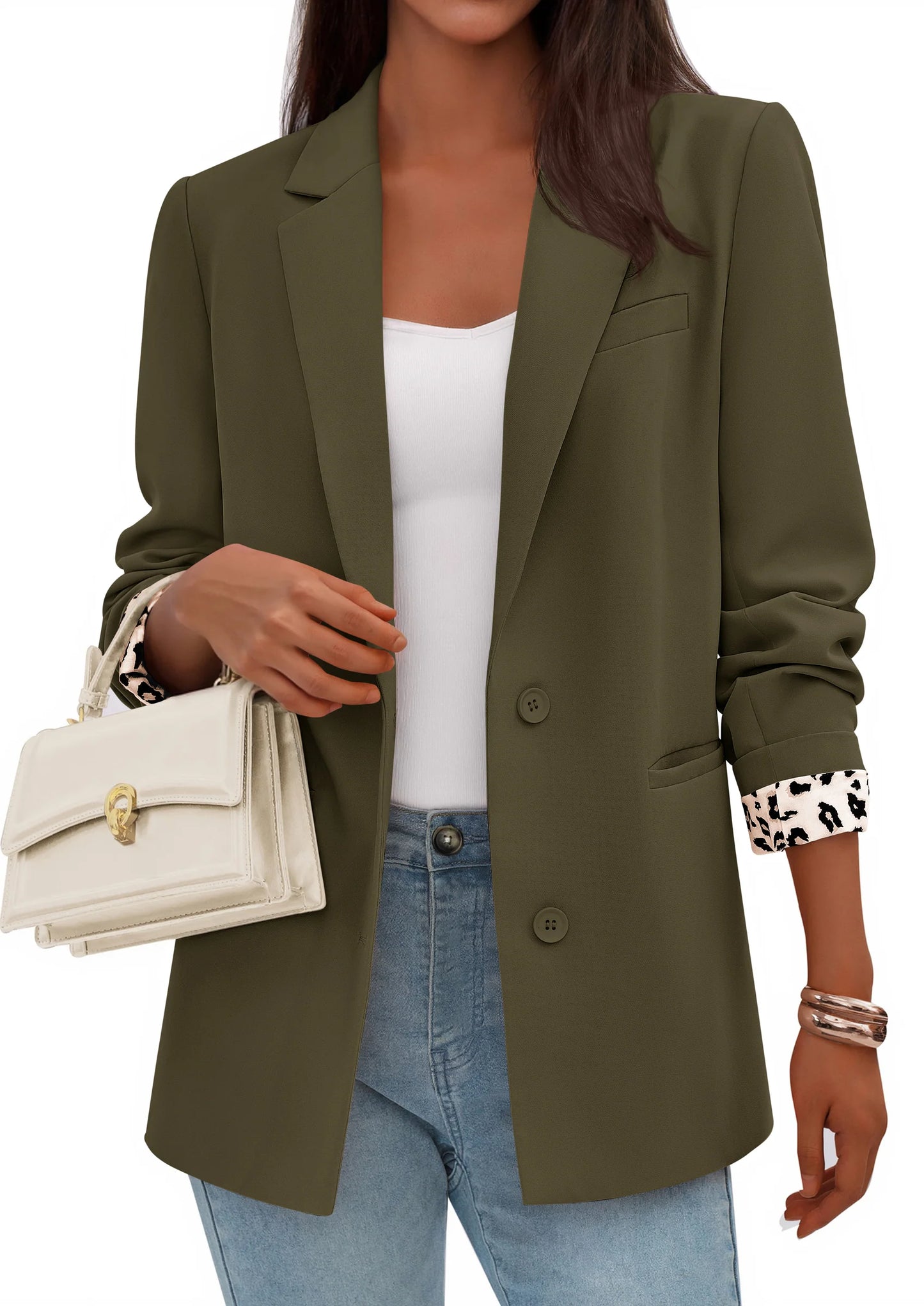 Blazers for Women Fall Work Office Suit Jackets Dressy Open Front Leopard Blazer Business Casual Outfits