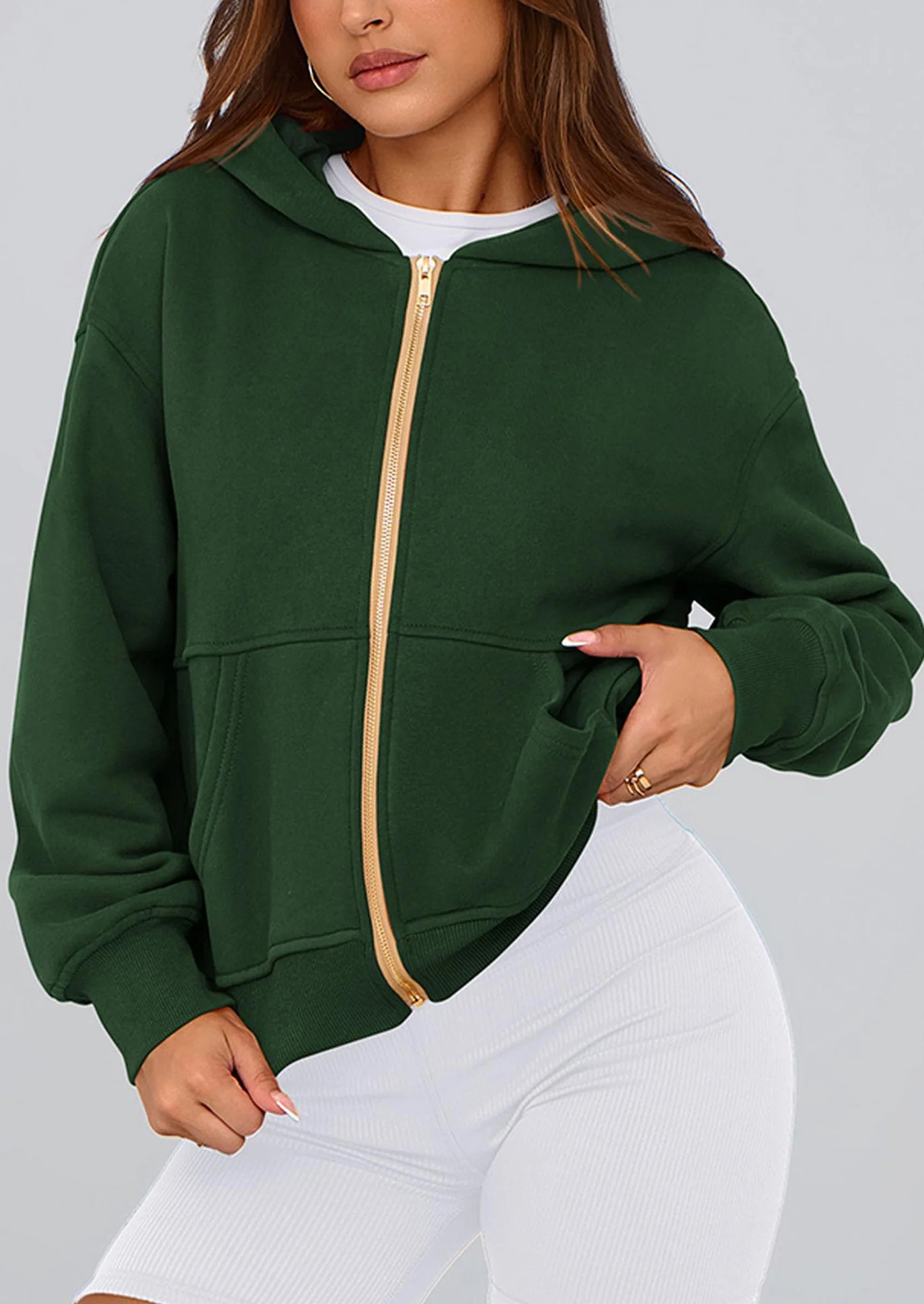 Hoodies For Women Sweatshirt Zip Up Hoodie Fall Fashion Trendy Long Sleeve Jackets Winter Clothing Outfits