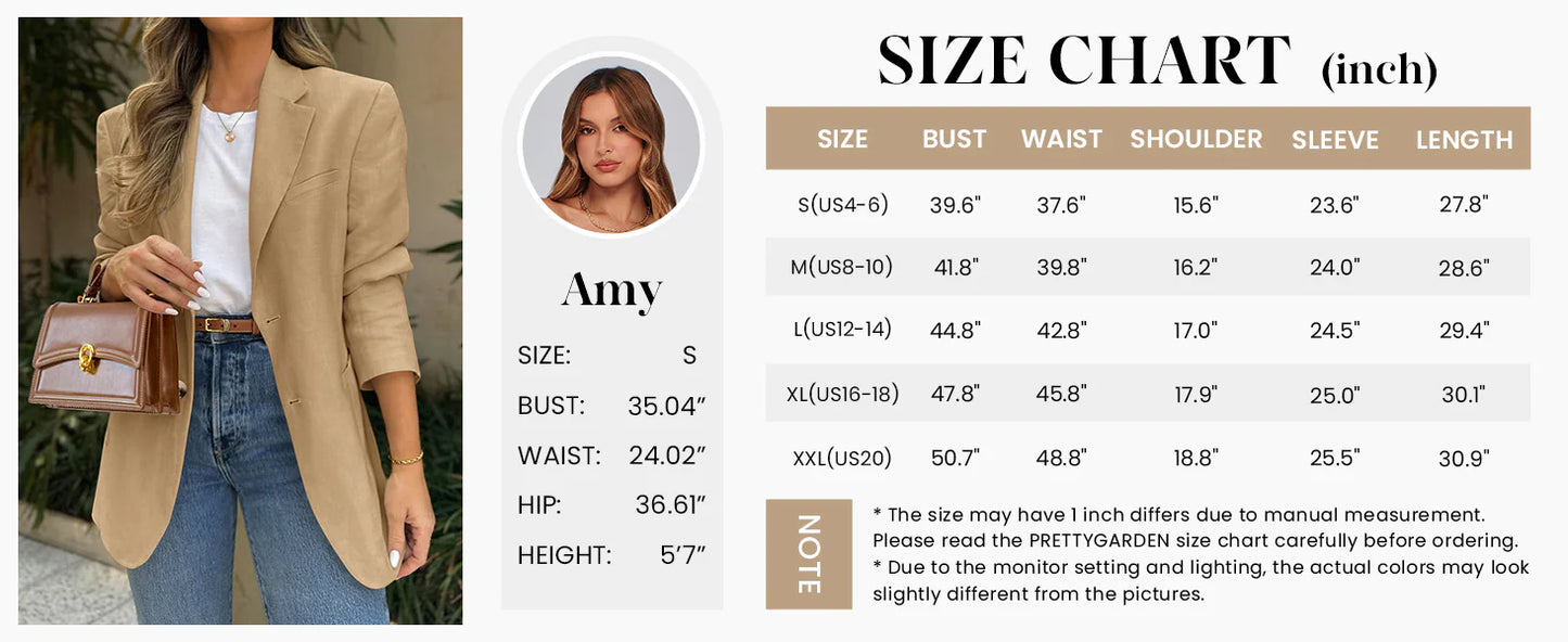 Blazers for Women Business Casual Long Sleeve Lapel Open Front Suit Jacket Work Blazer with Pockets