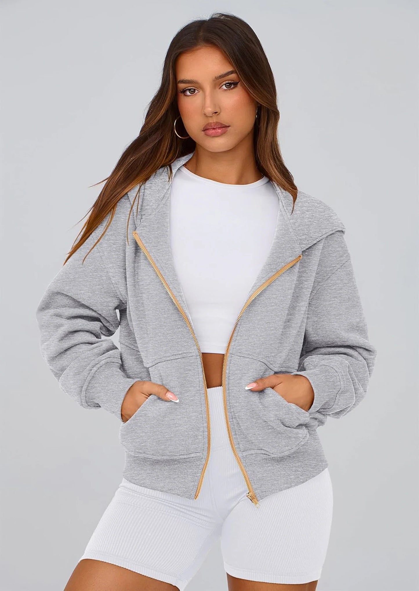 Hoodies For Women Sweatshirt Zip Up Hoodie Fall Fashion Trendy Long Sleeve Jackets Winter Clothing Outfits