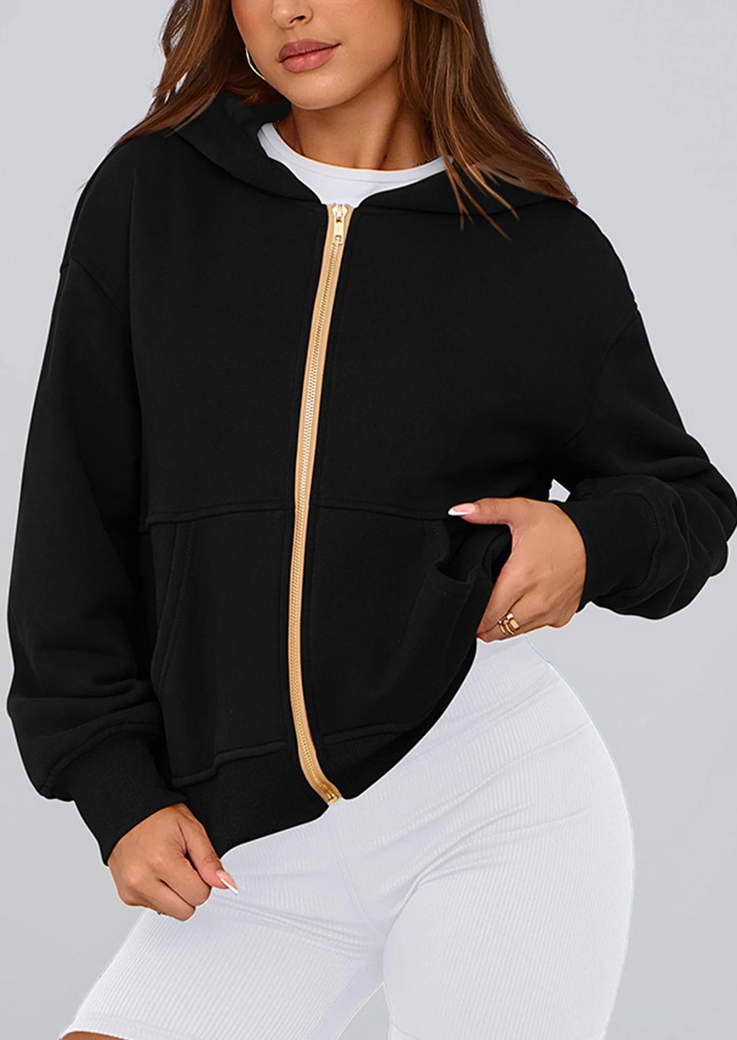 Hoodies For Women Sweatshirt Zip Up Hoodie Fall Fashion Trendy Long Sleeve Jackets Winter Clothing Outfits