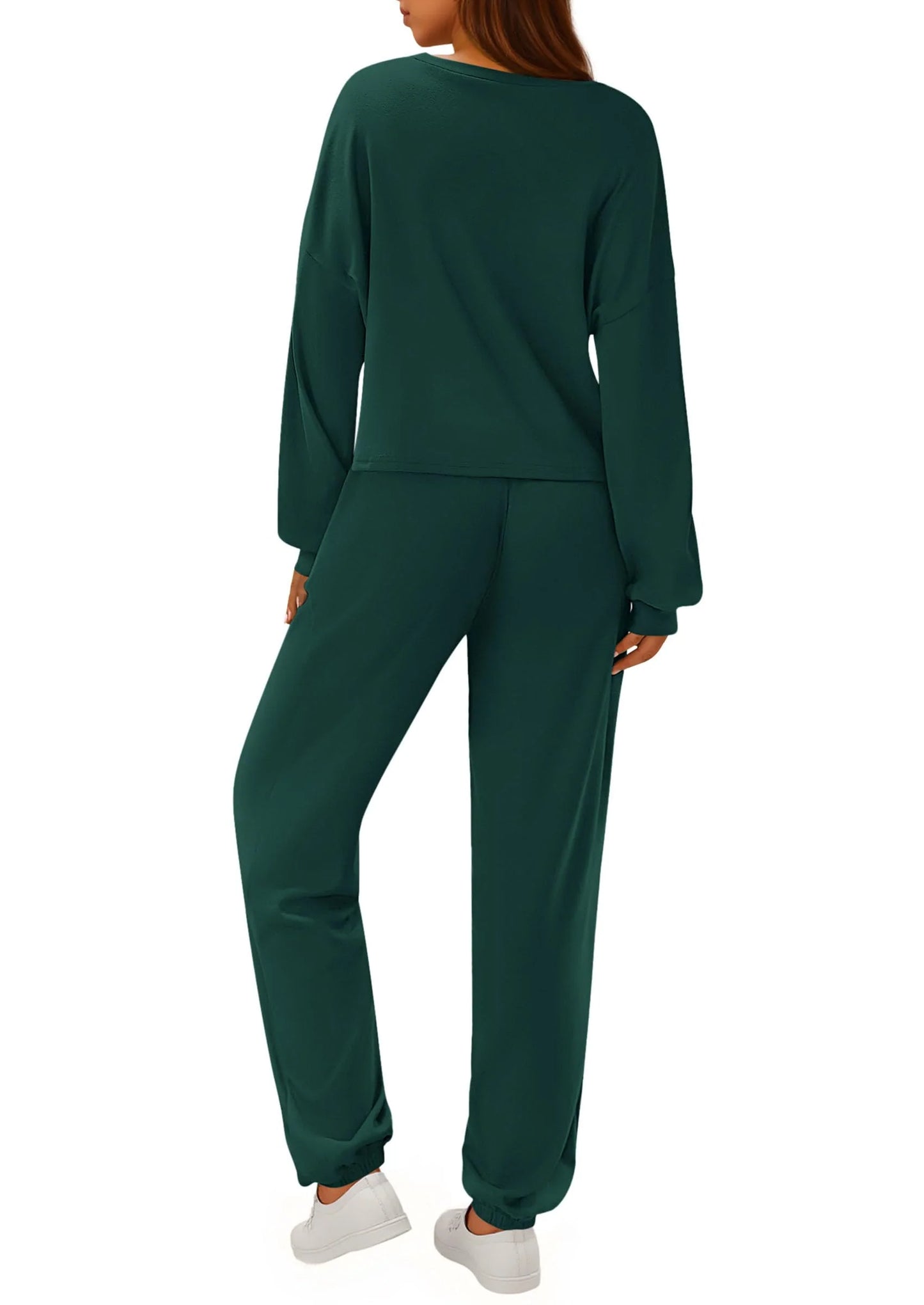 Women's Two Piece Outfits Lounge Sets Long Sleeve Pullover Tops Sweatpants Fall Fashion Matching Clothing