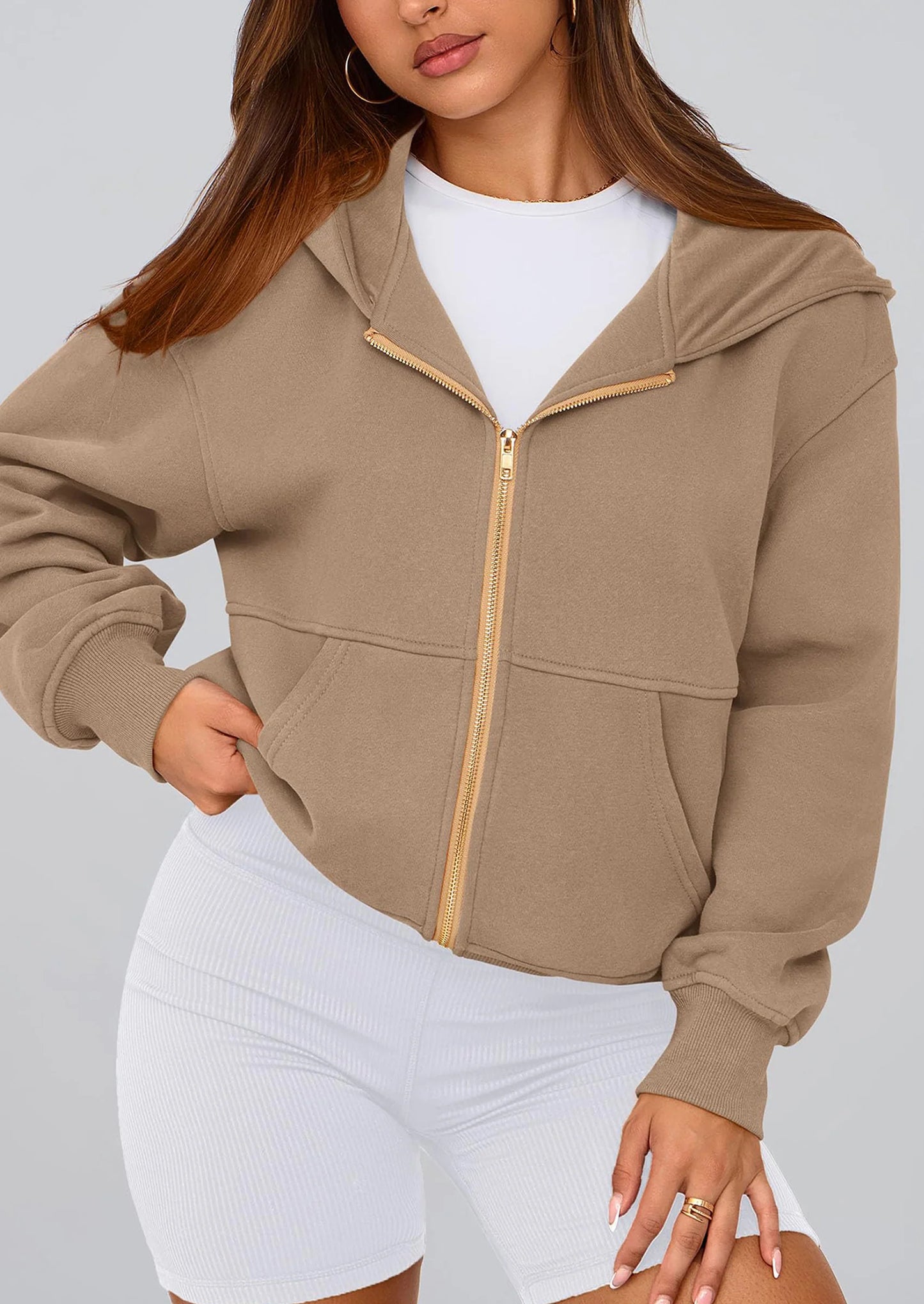 Hoodies For Women Sweatshirt Zip Up Hoodie Fall Fashion Trendy Long Sleeve Jackets Winter Clothing Outfits