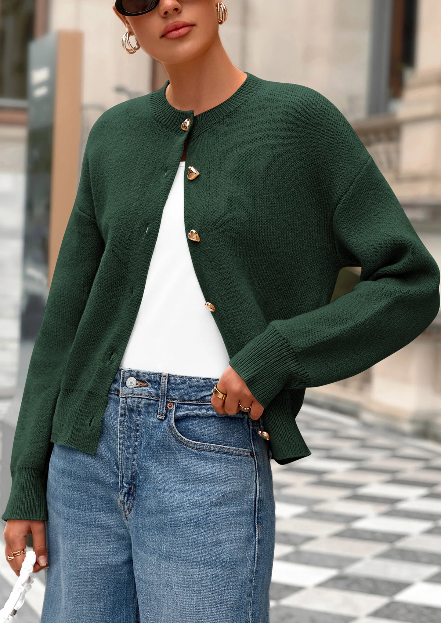 Cardigan Sweaters for Women Trendy Long Sleeve Open Front Button Down Jacket Fall Clothes Winter Coats