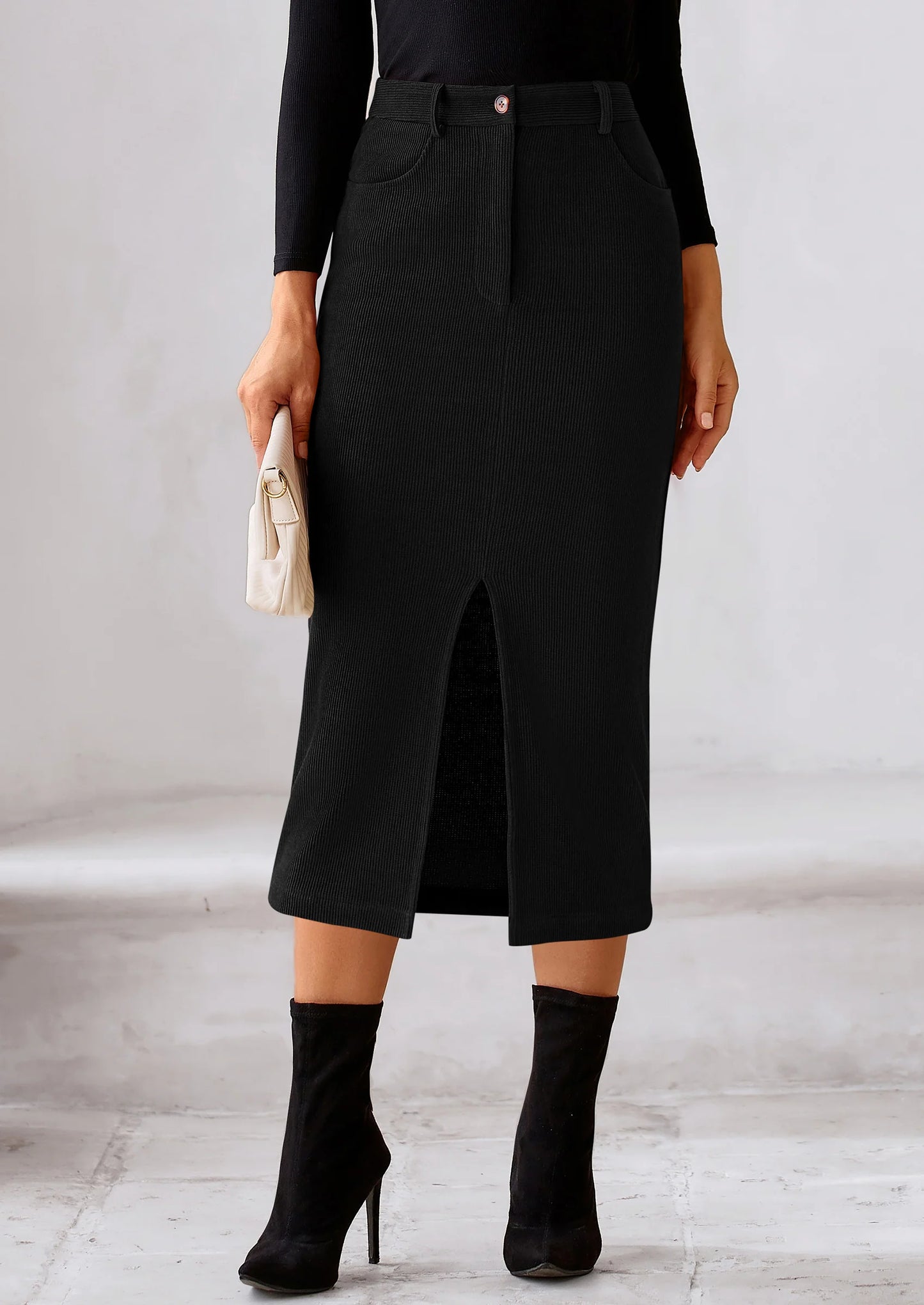 Corduroy Skirt Women Fall Fashion High Waisted Pencil Midi Skirts Business Casual Work Office Winter Outfit