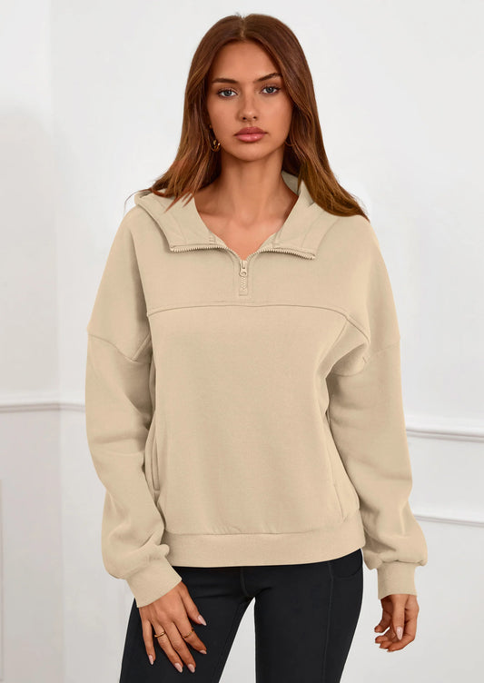 Womens Hoodies Cropped Fleece Sweatshirts Fall Fashion Quarter Zip Pullover Long Sleeve Tops Winter Clothes
