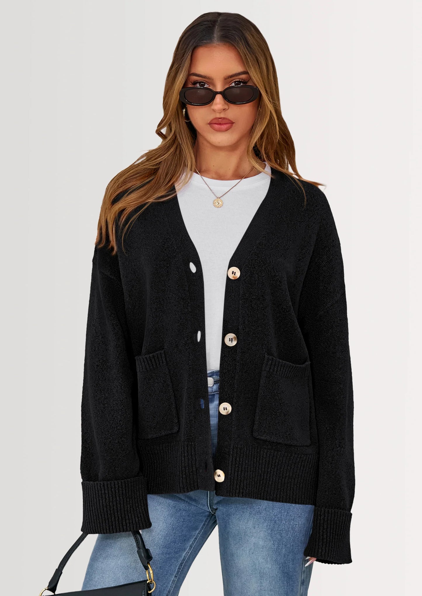 Women's Oversized Cardigan Sweaters Trendy Chunky Knit Long Sleeve V Neck Button Down Fall Winter Outfits