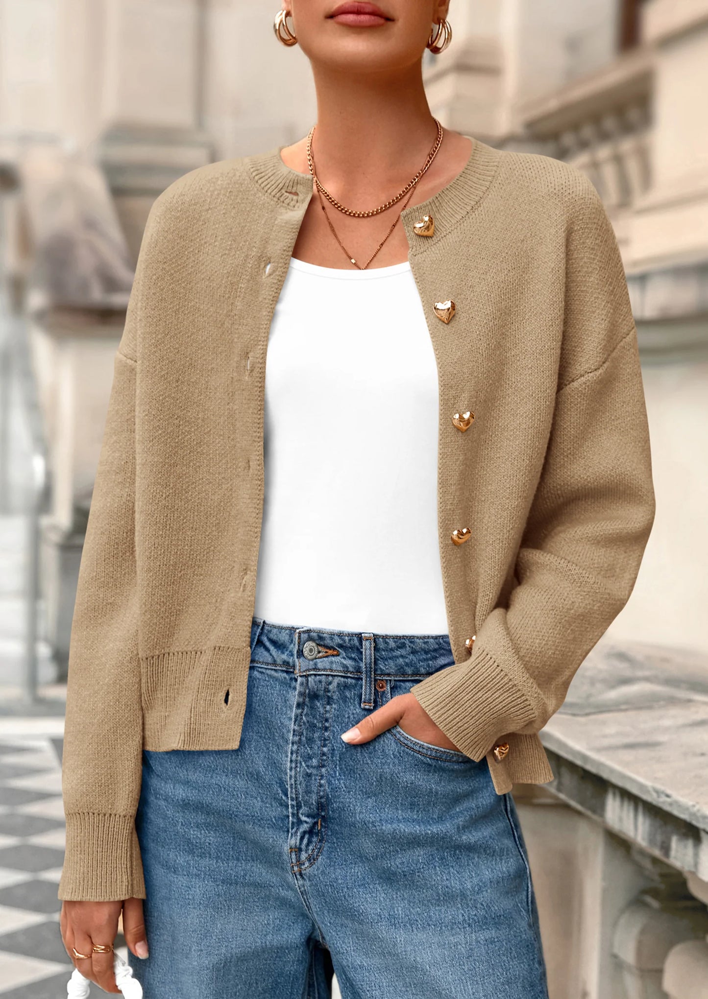 Cardigan Sweaters for Women Trendy Long Sleeve Open Front Button Down Jacket Fall Clothes Winter Coats