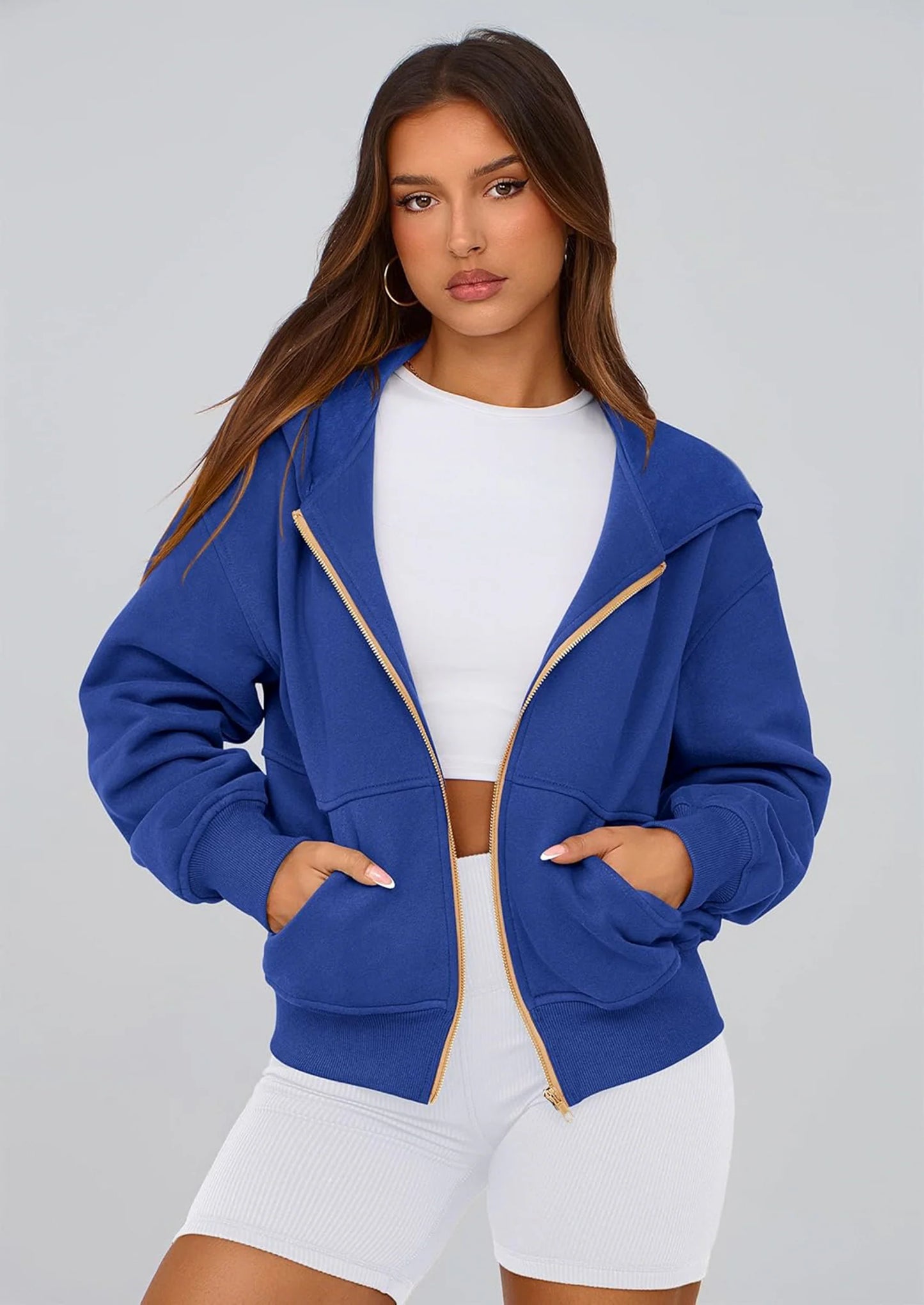 Hoodies For Women Sweatshirt Zip Up Hoodie Fall Fashion Trendy Long Sleeve Jackets Winter Clothing Outfits