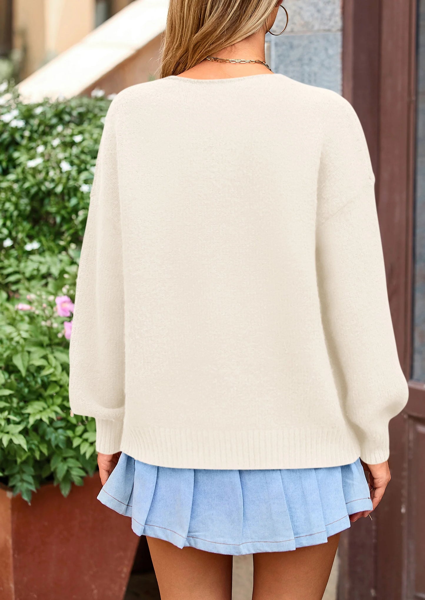 Women's Tie Front Bow Cardigan Sweaters Chunky Knit Long Puff Sleeve Trendy Fall Winter Jacket Coats