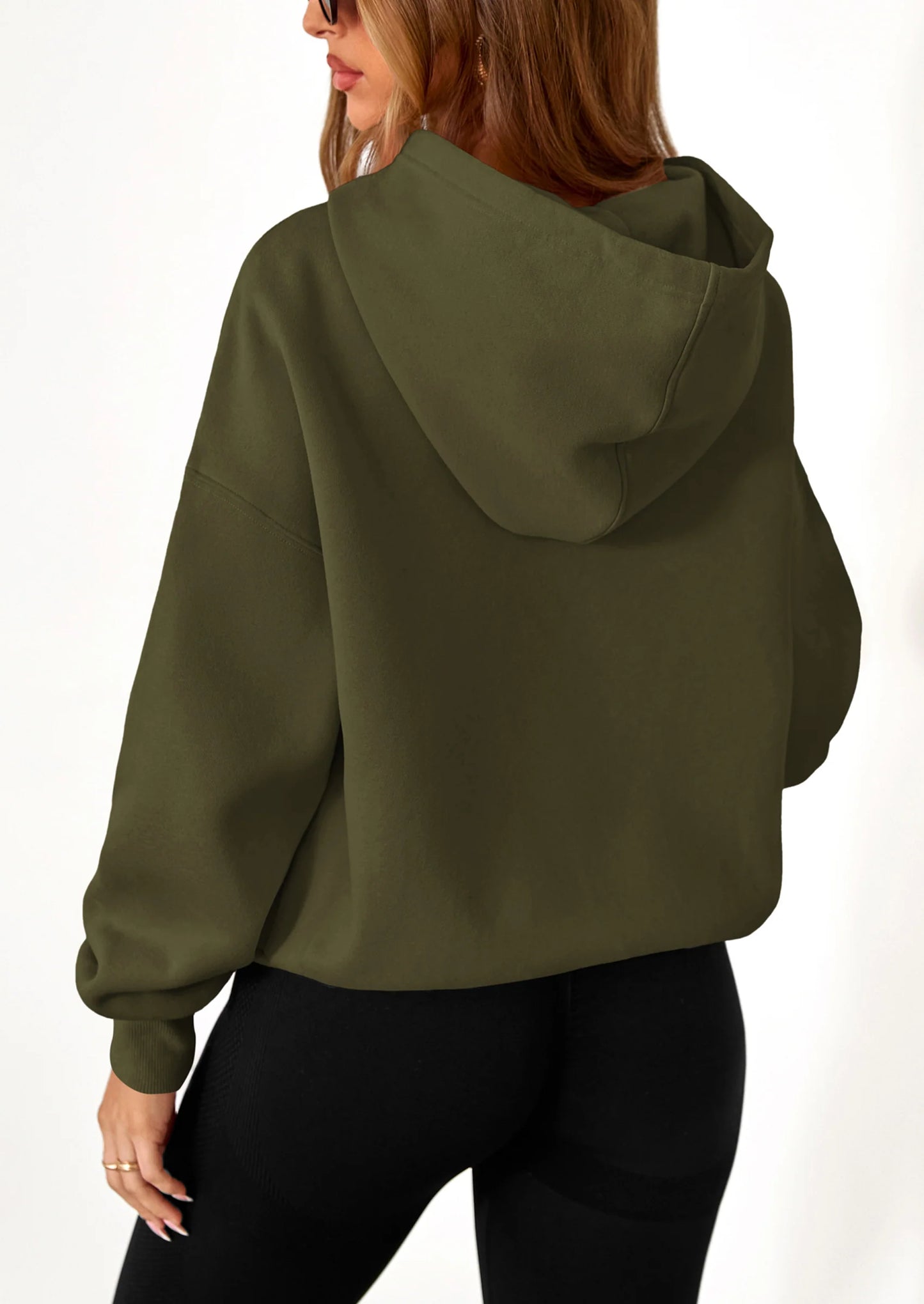 Women's Fall Hooded Sweatshirts Long Sleeve Half Zip Cropped Hoodies Pullover Winter Fashion Clothes
