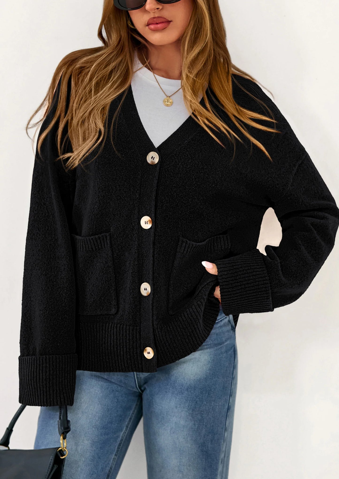 Women's Oversized Cardigan Sweaters Trendy Chunky Knit Long Sleeve V Neck Button Down Fall Winter Outfits