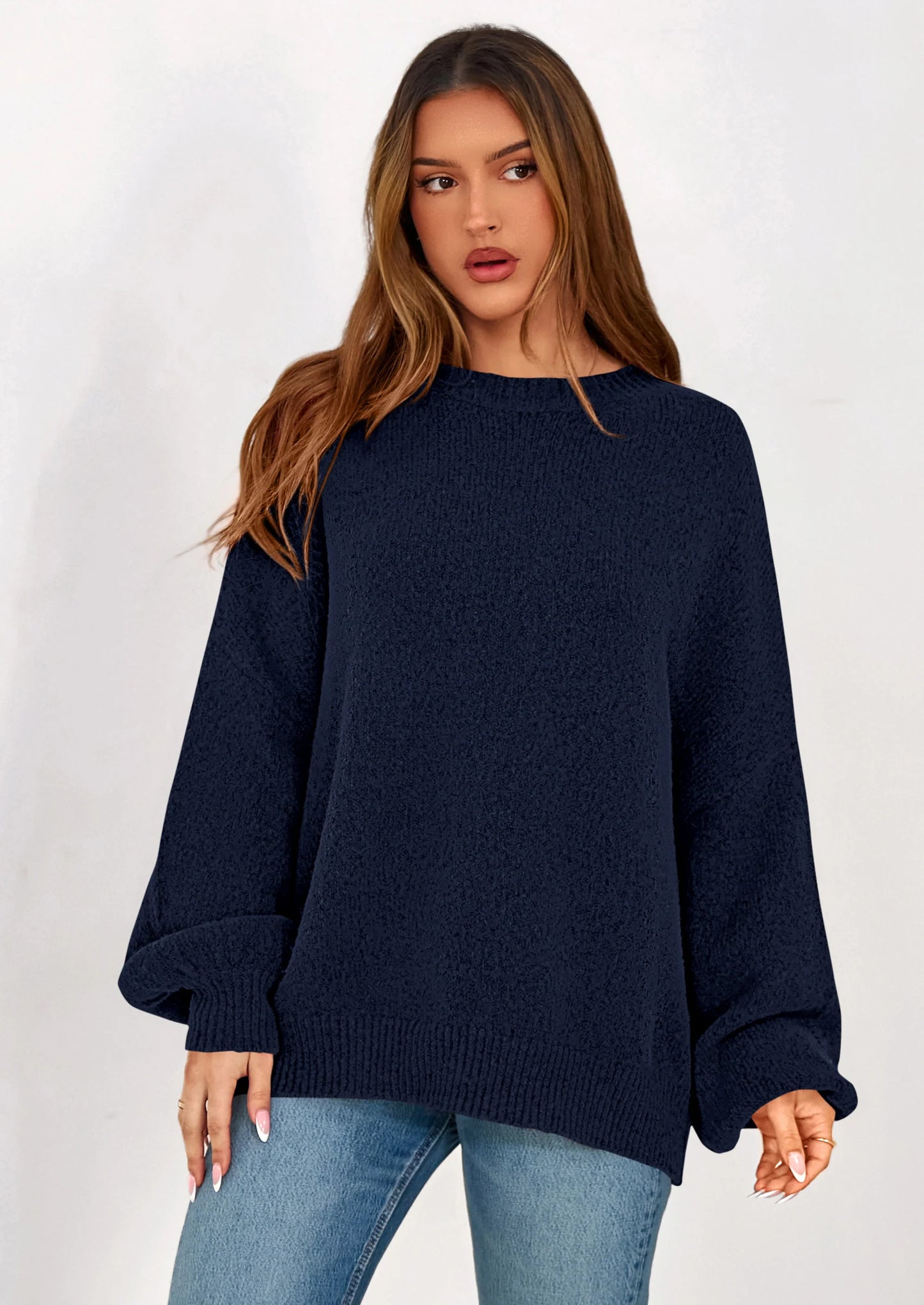 Sweaters for Women Fall Chunky Knit Long Sleeve Crew Neck Oversized Pullover Tops Winter Fashion Clothing