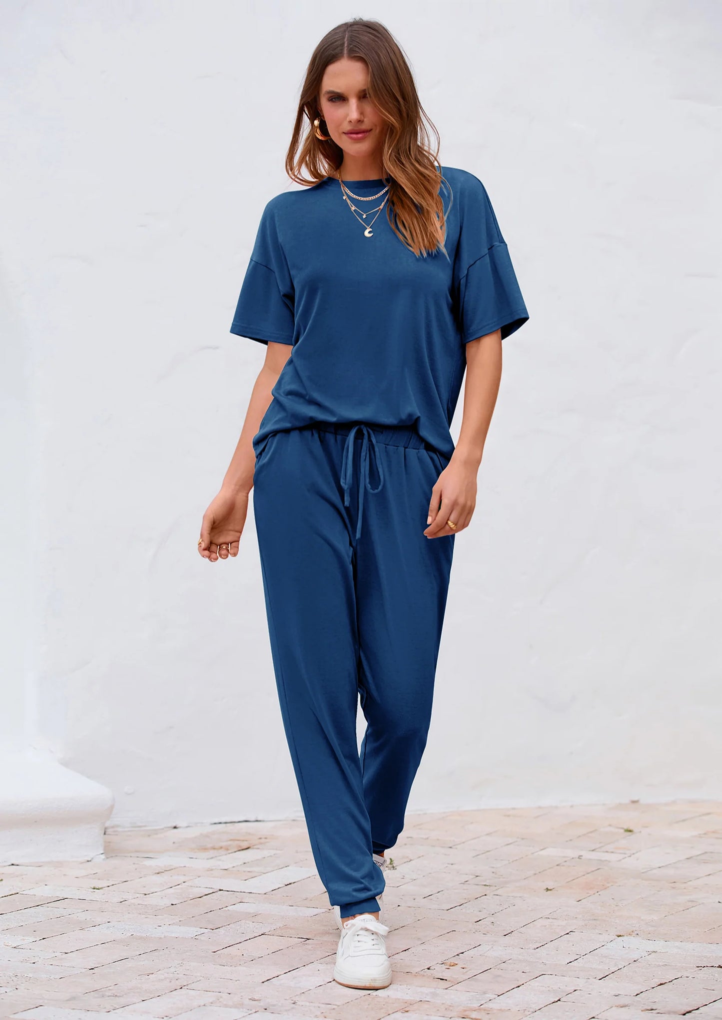 Women's Two Piece Lounge Sets Spring Summer Jogger Pants Vacation Outfits Travel Airplane Matching Clothes