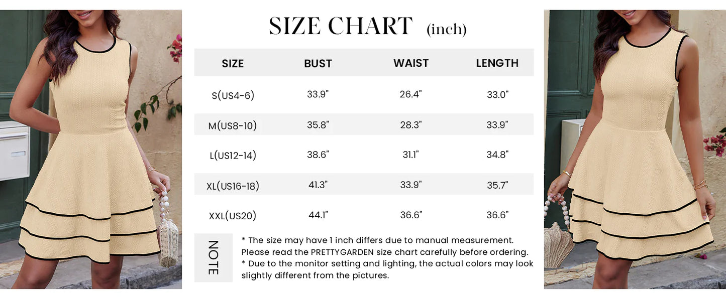 Women's Summer Sundresses Casual Elegant Sleeveless Flowy Tiered Ruffle A Line Mini Graduation Party Dress
