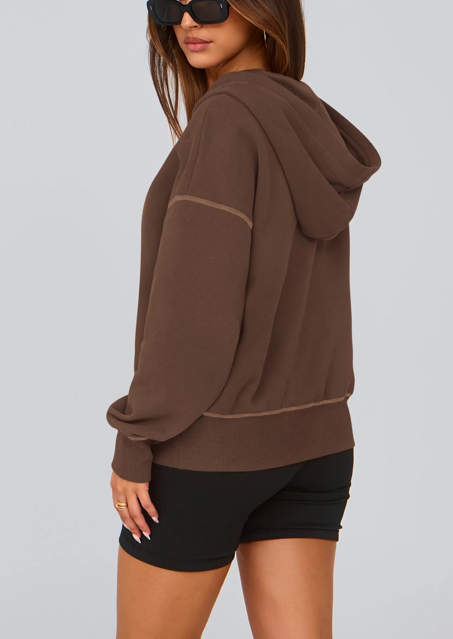 Women's Hooded Sweatshirts Long Sleeve Half Zip Cropped Hoodie Pullover Winter Fashion Clothes