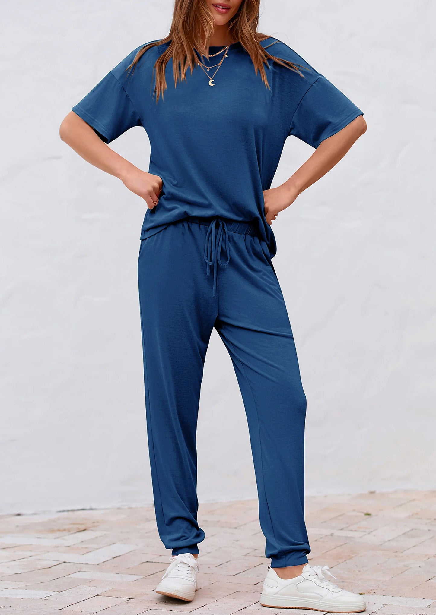 Women's Two Piece Lounge Sets Spring Summer Jogger Pants Vacation Outfits Travel Airplane Matching Clothes
