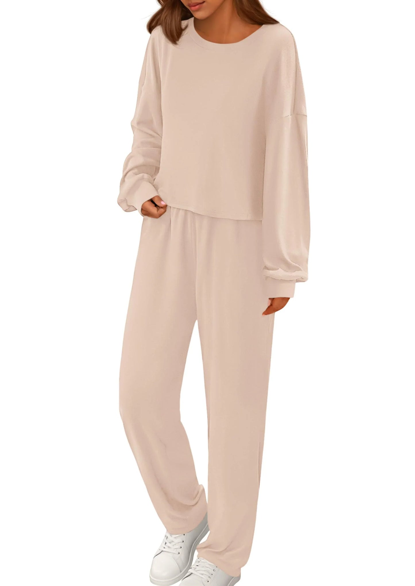 Women's Two Piece Outfits Lounge Sets Long Sleeve Pullover Tops Sweatpants Fall Fashion Matching Clothing