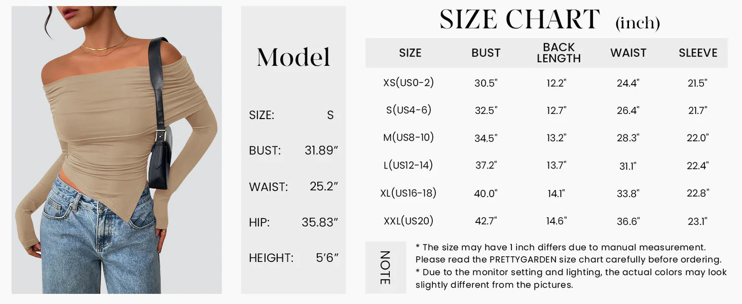 Women's Long Sleeve Shirts Off Shoulder Tops Going Out Slim Fitted Y2K Blouses Fall Fashion Clothes