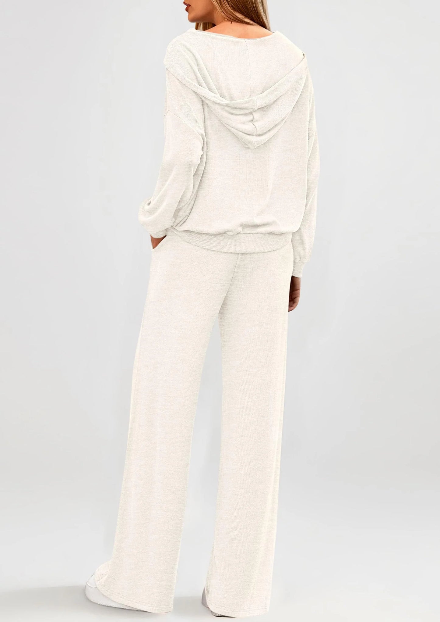 Women's 2 Piece Fall Lounge Sets Zip Up Hoodie Wide Leg Pants Tracksuit Matching Travel Outfits Clothes