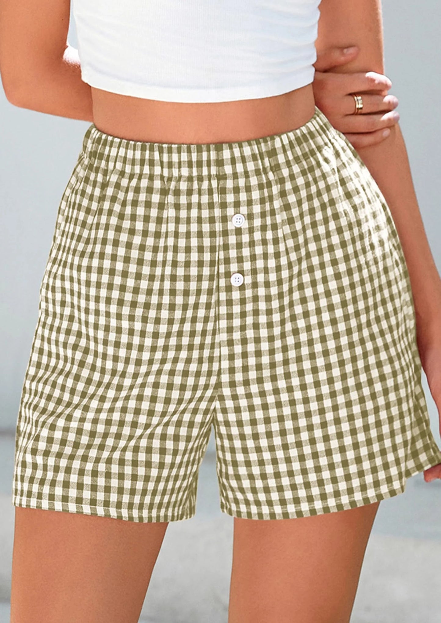 Womens Shorts Boxers Summer Gingham Pajama Lounge Sleep Y2K Plaid Pj Shorts Beach Bottoms