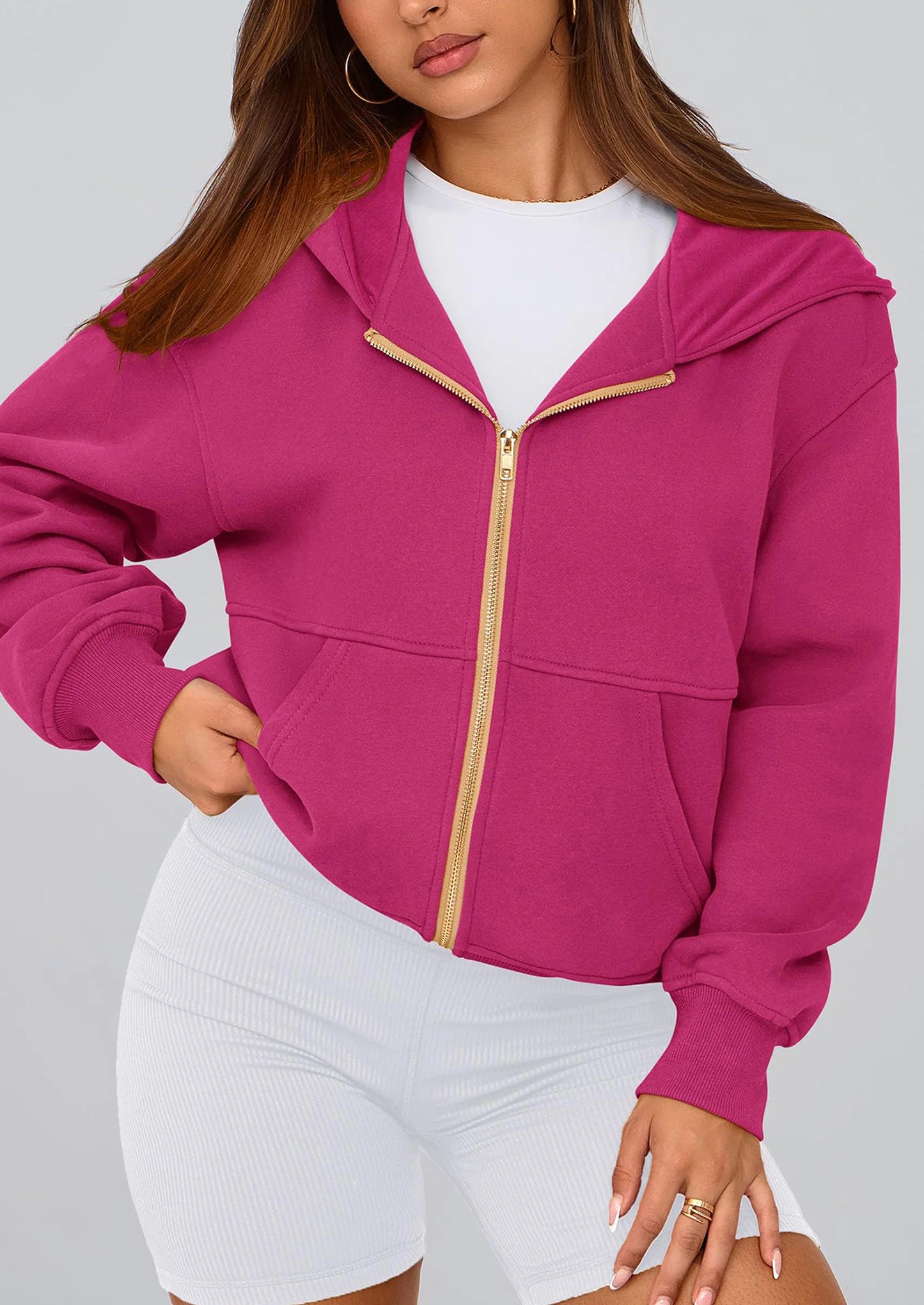 Hoodies For Women Sweatshirt Zip Up Hoodie Fall Fashion Trendy Long Sleeve Jackets Winter Clothing Outfits